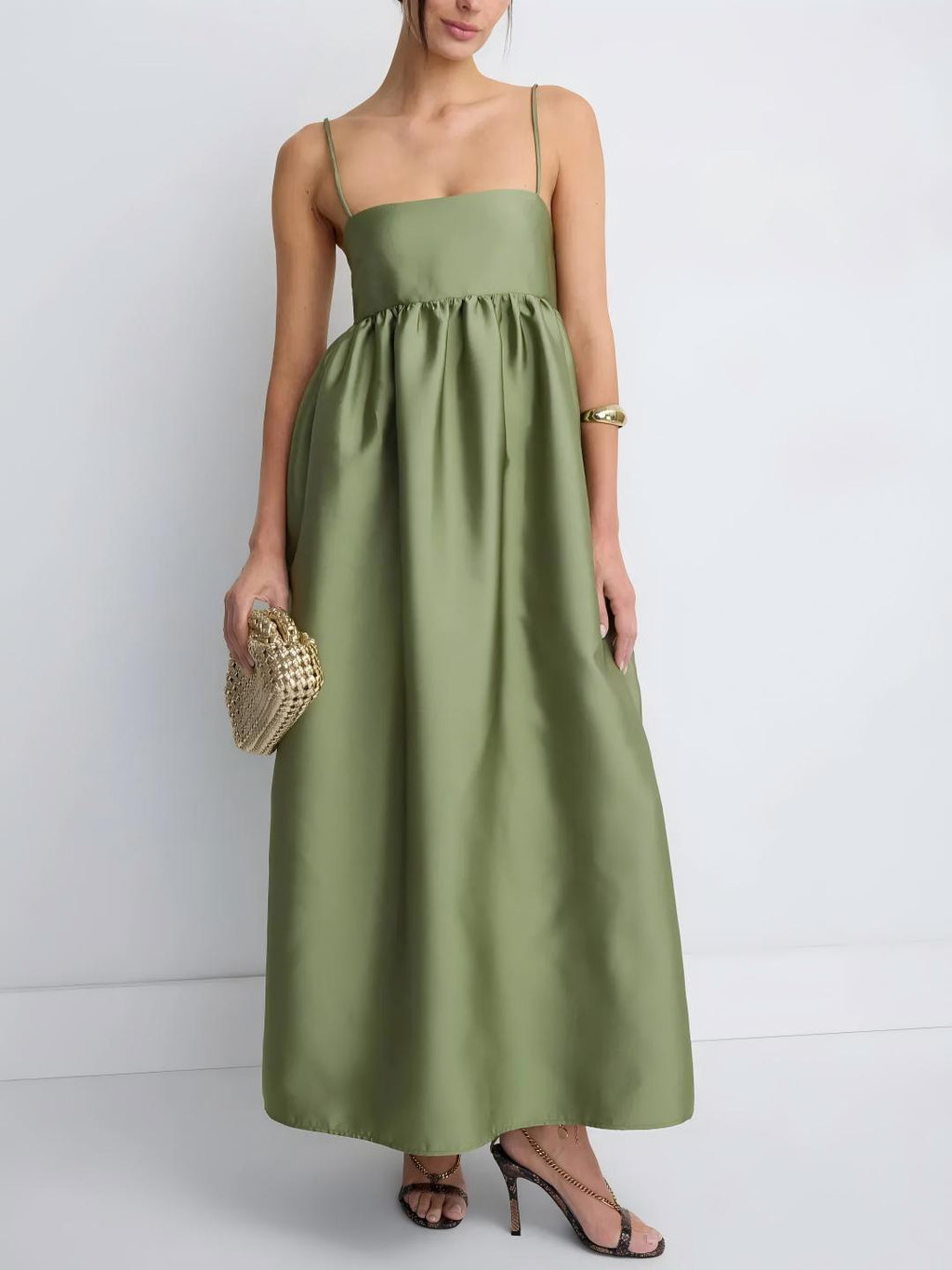 Olive Ethereal Babydoll Maxi