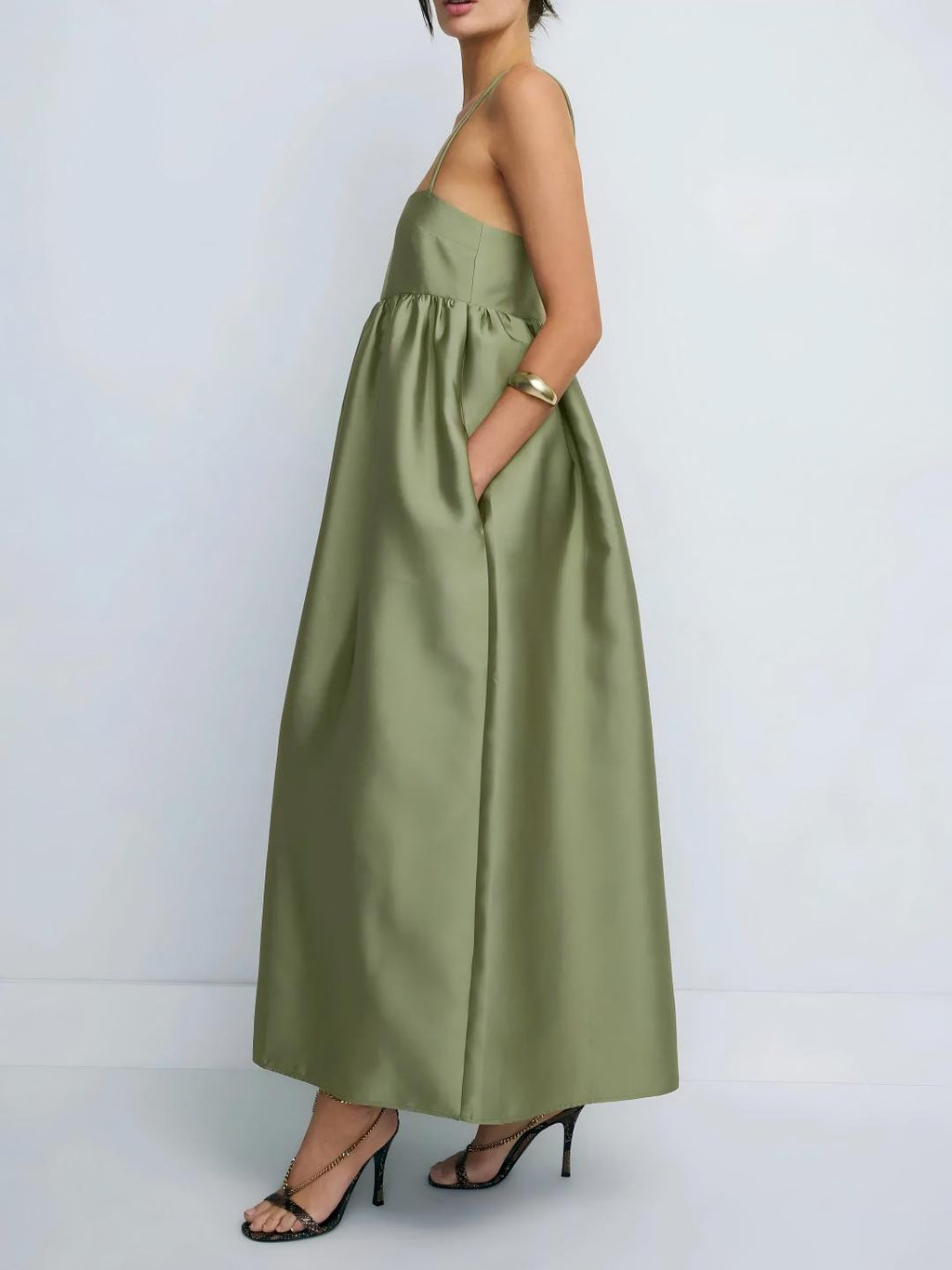 Olive Ethereal Babydoll Maxi