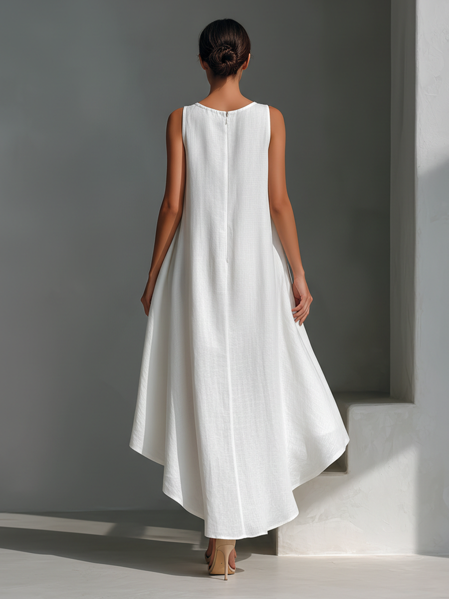 Isla Asymmetric Linen Midi