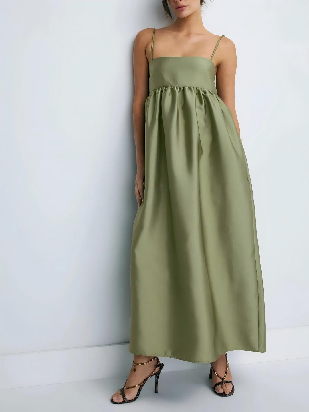Olive Ethereal Babydoll Maxi