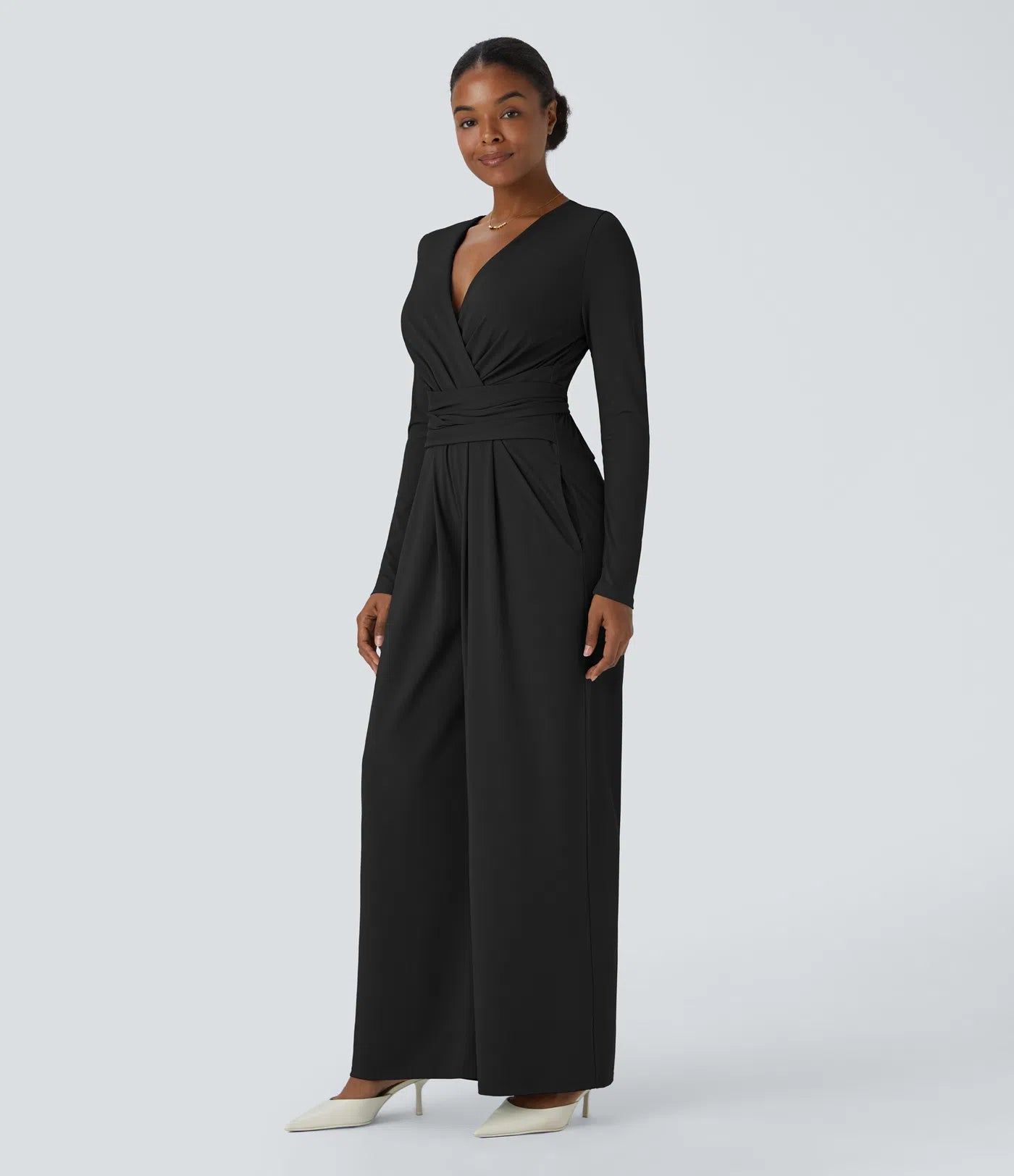 Ruched Pocket Flowy Maxi Dress