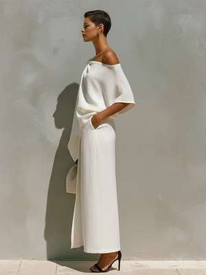 Santorini One-Shoulder Linen Set