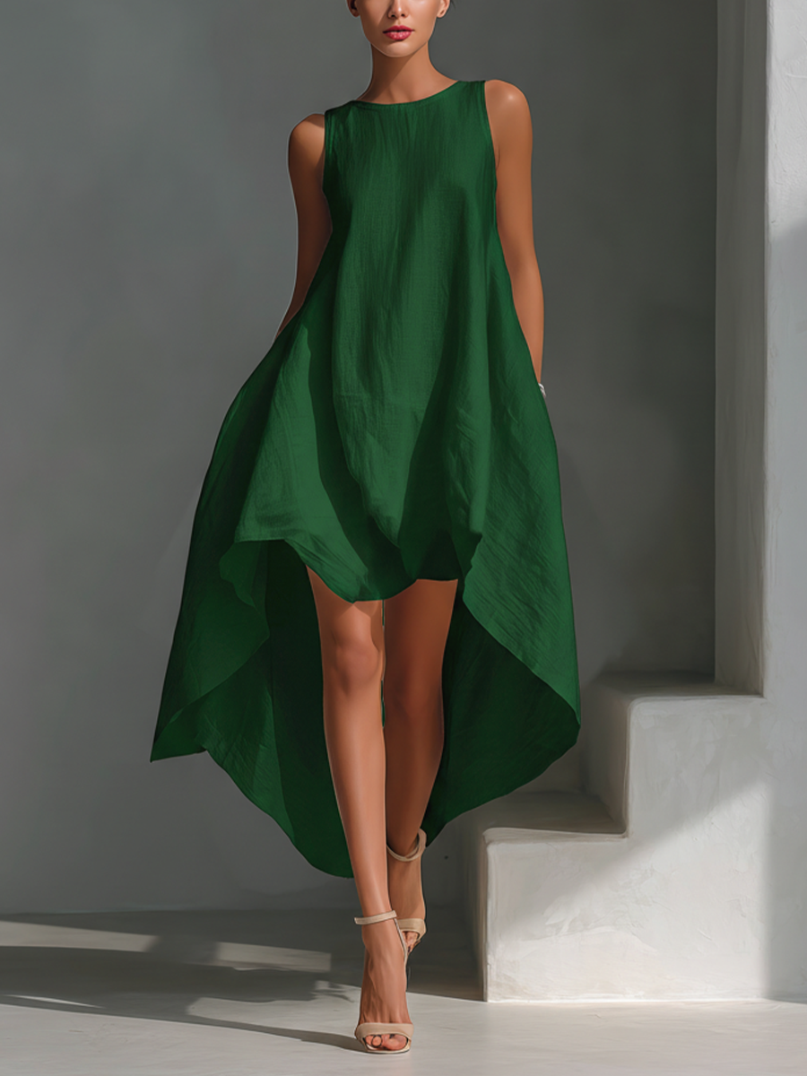 Isla Asymmetric Linen Midi