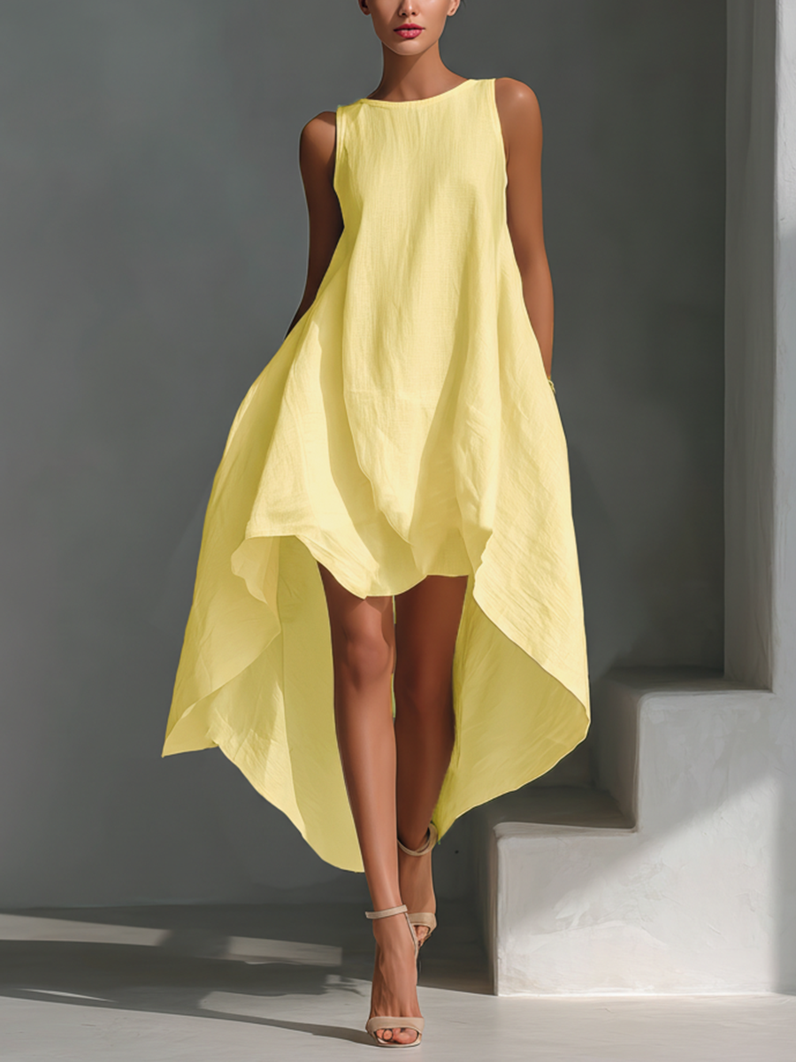 Isla Asymmetric Linen Midi