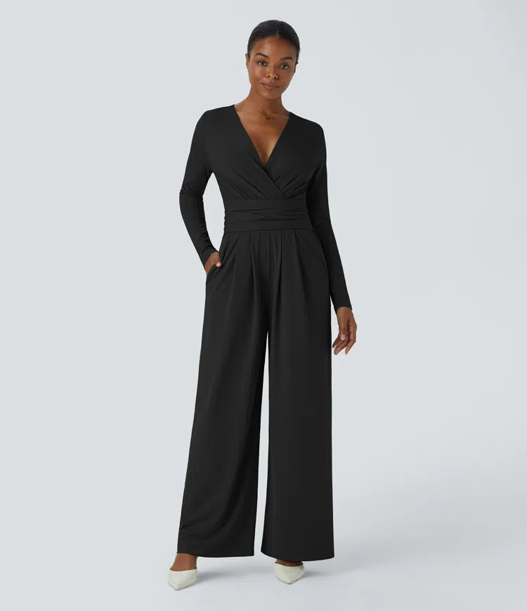 Ruched Pocket Flowy Maxi Dress