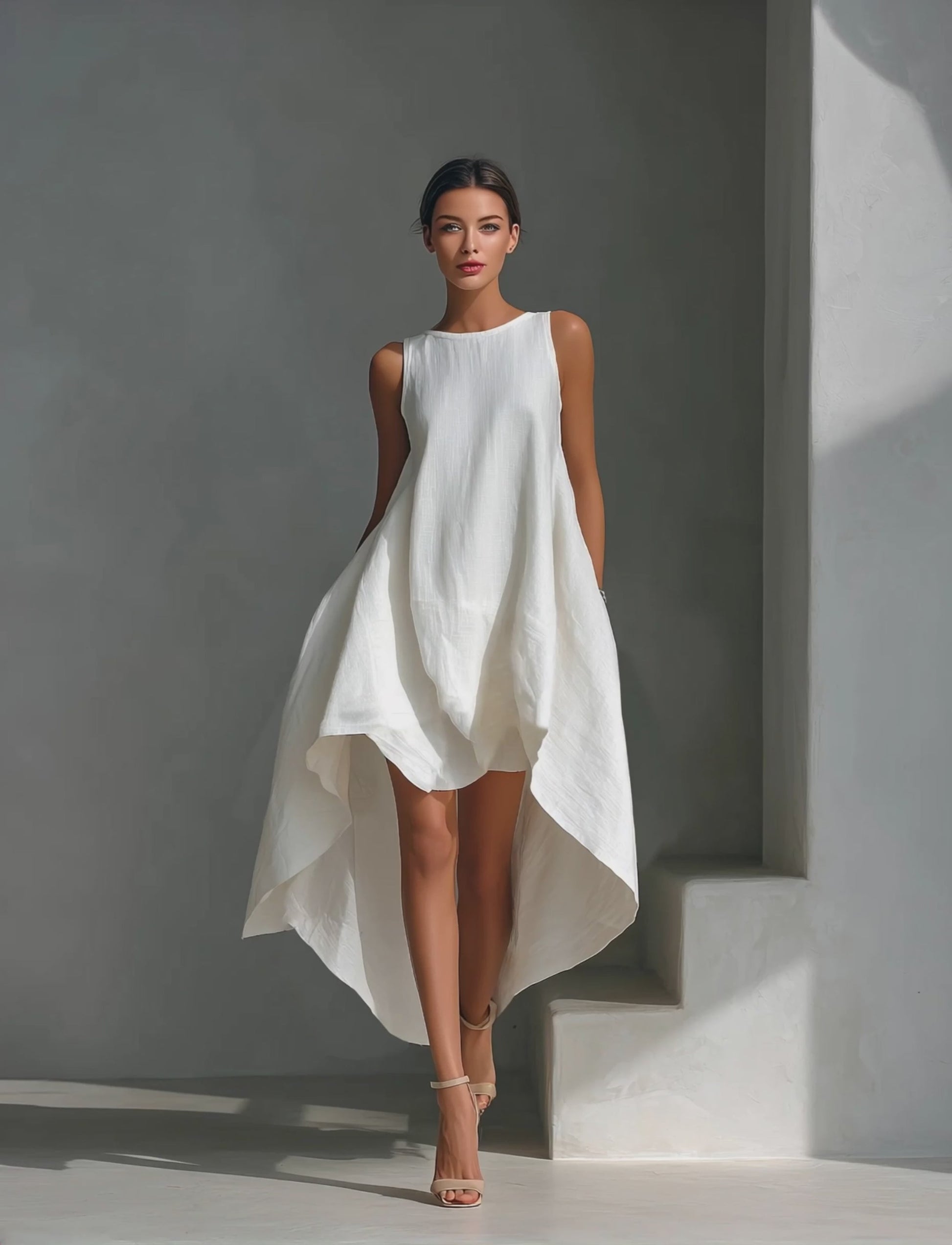Isla Asymmetric Linen Midi