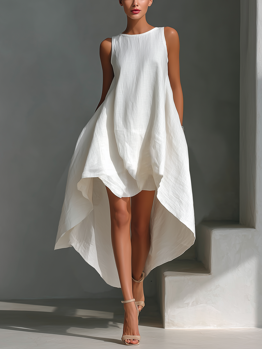 Isla Asymmetric Linen Midi
