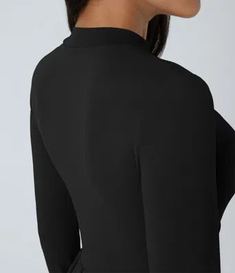 Stand Collar Long Sleeve Flare Maxi Dress