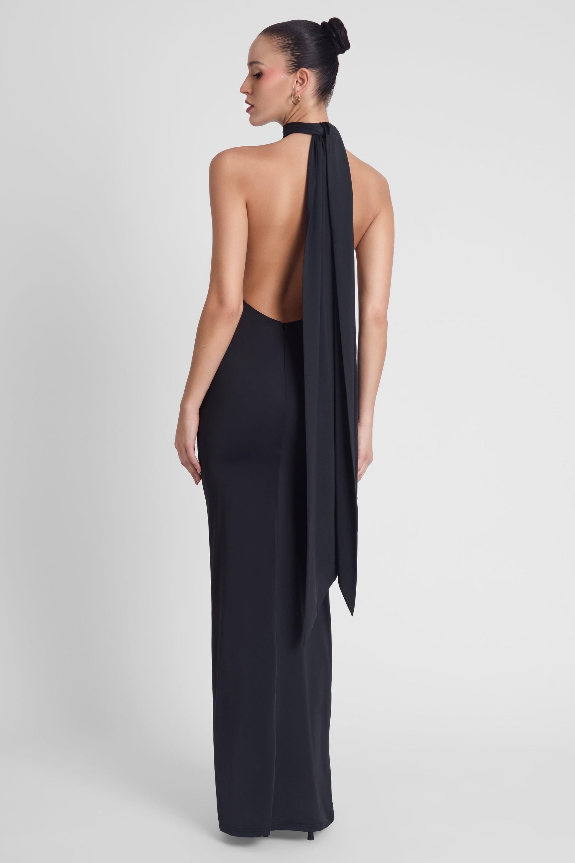 Alaia Drape Maxi Dress - Black