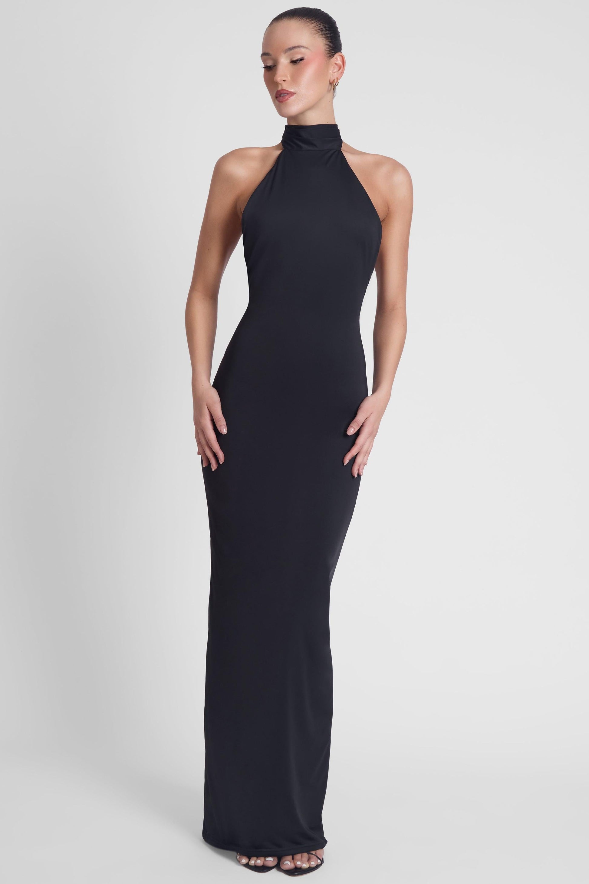 Alaia Drape Maxi Dress - Black