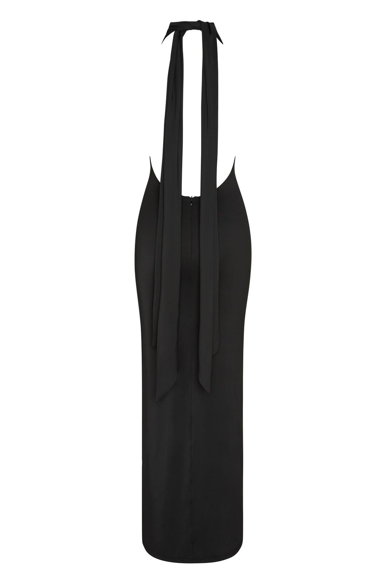 Alaia Drape Maxi Dress - Black