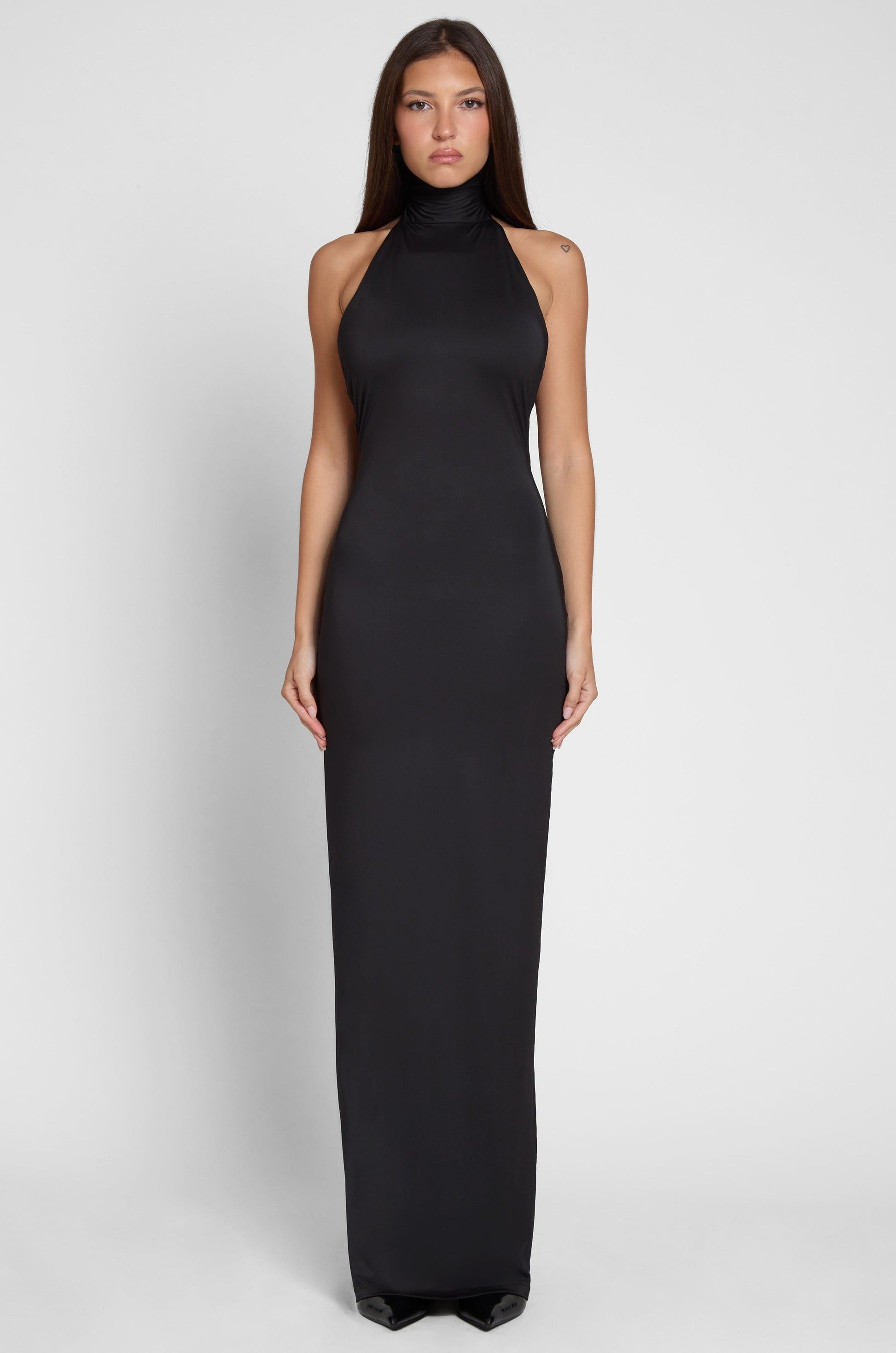 Alaia Drape Maxi Dress - Black