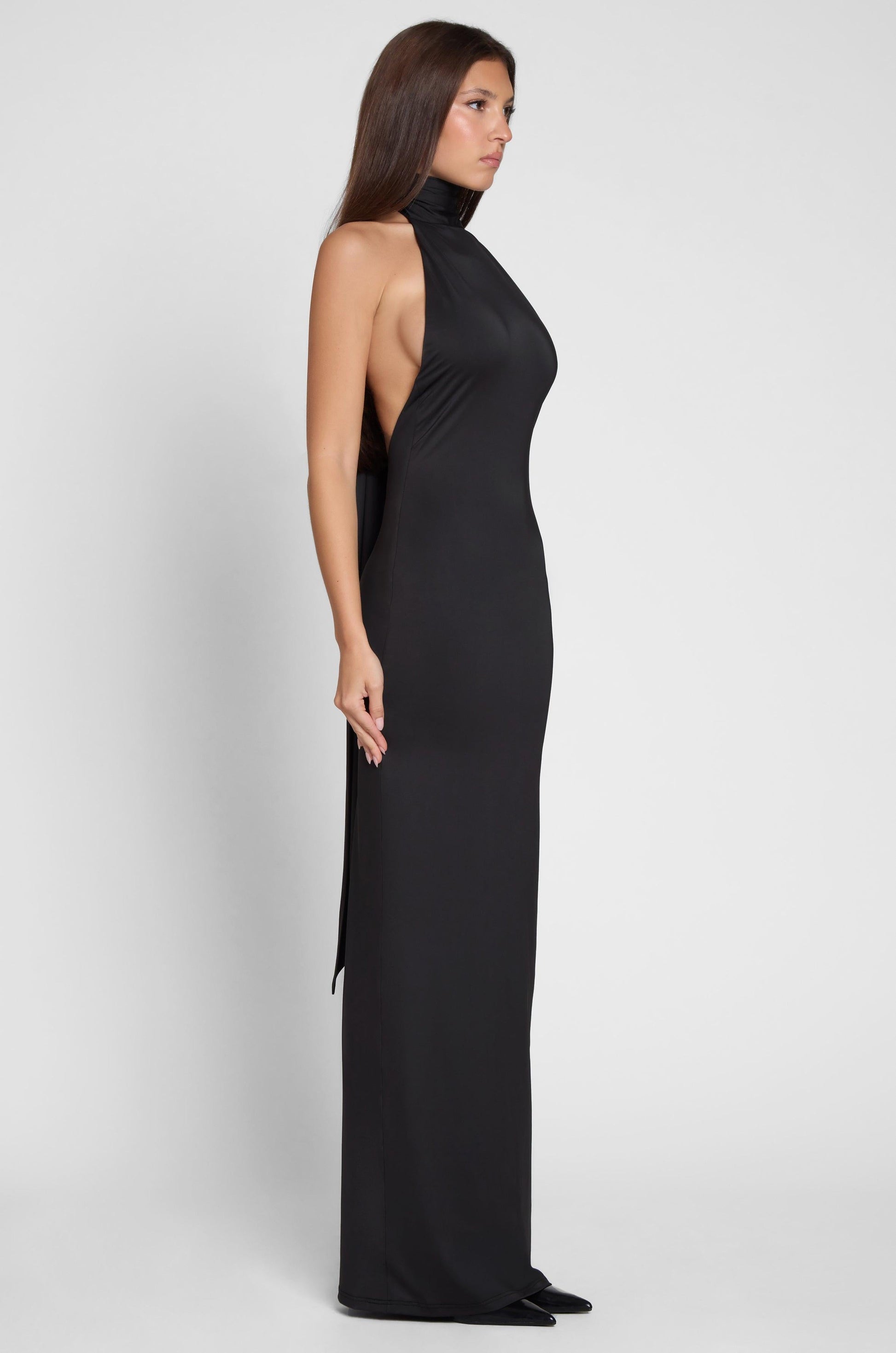 Alaia Drape Maxi Dress - Black