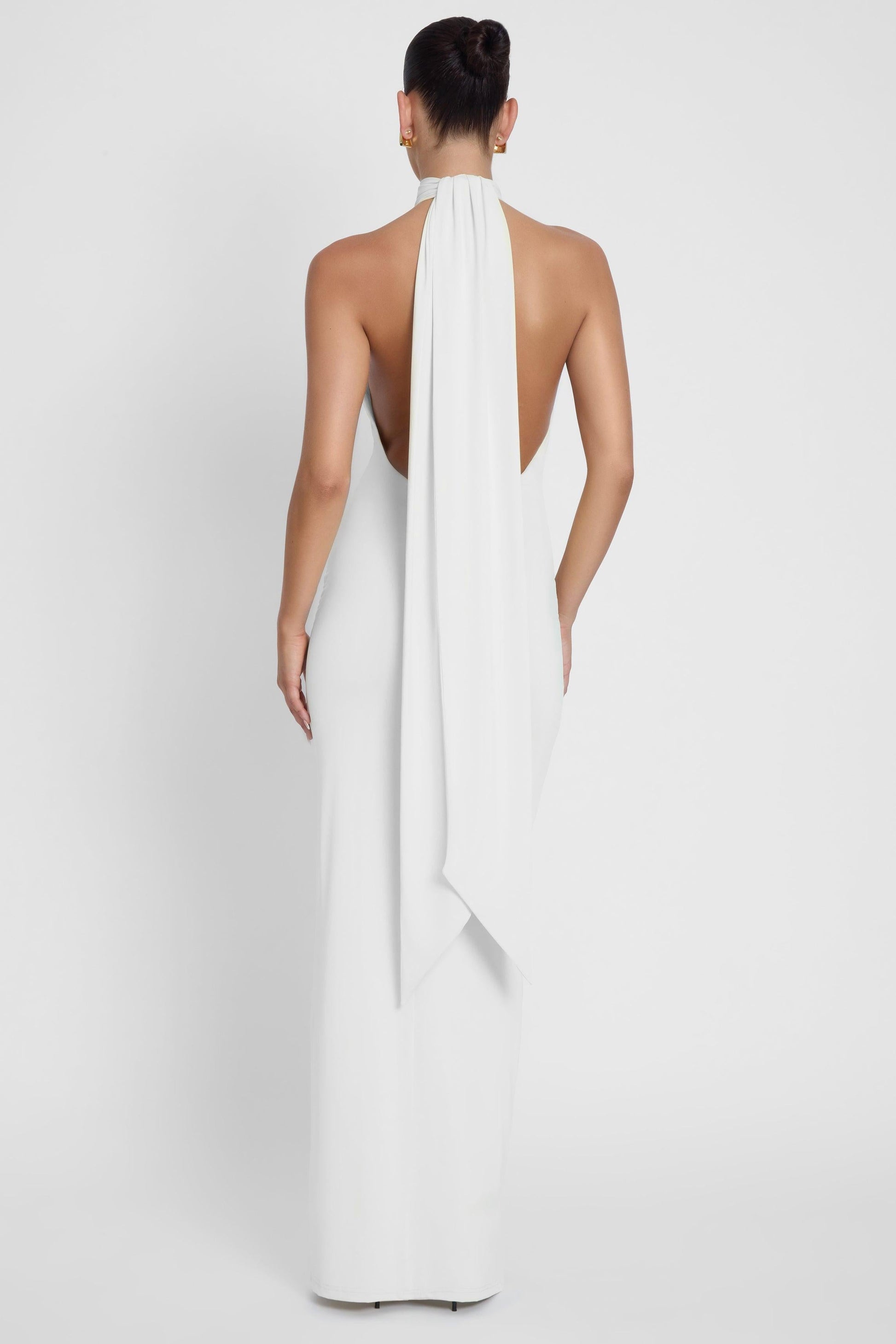 Alaia Drape Maxi Dress - White
