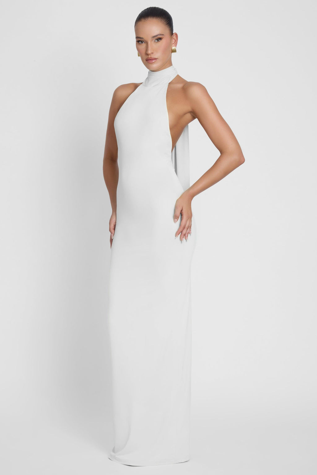 Alaia Drape Maxi Dress - White