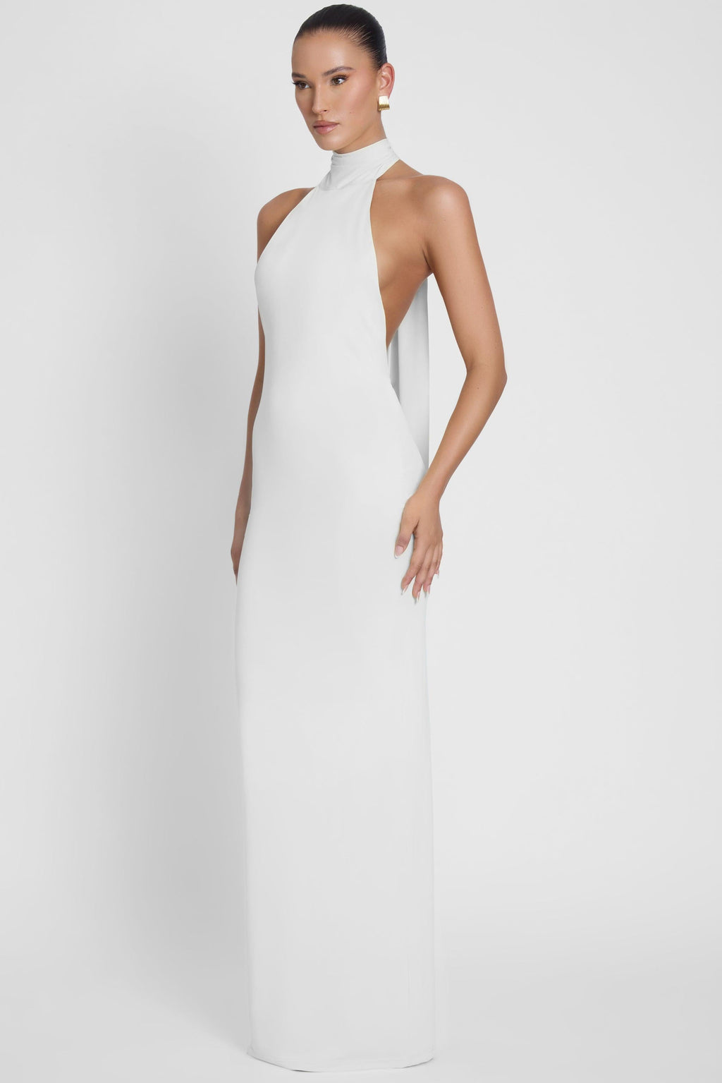 Alaia Drape Maxi Dress - White
