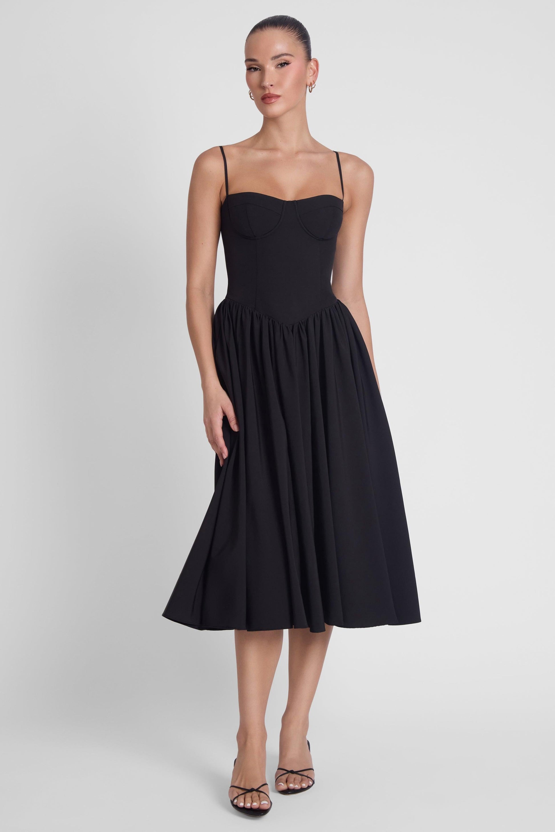 Ballerina Bustier Midi Dress - Black