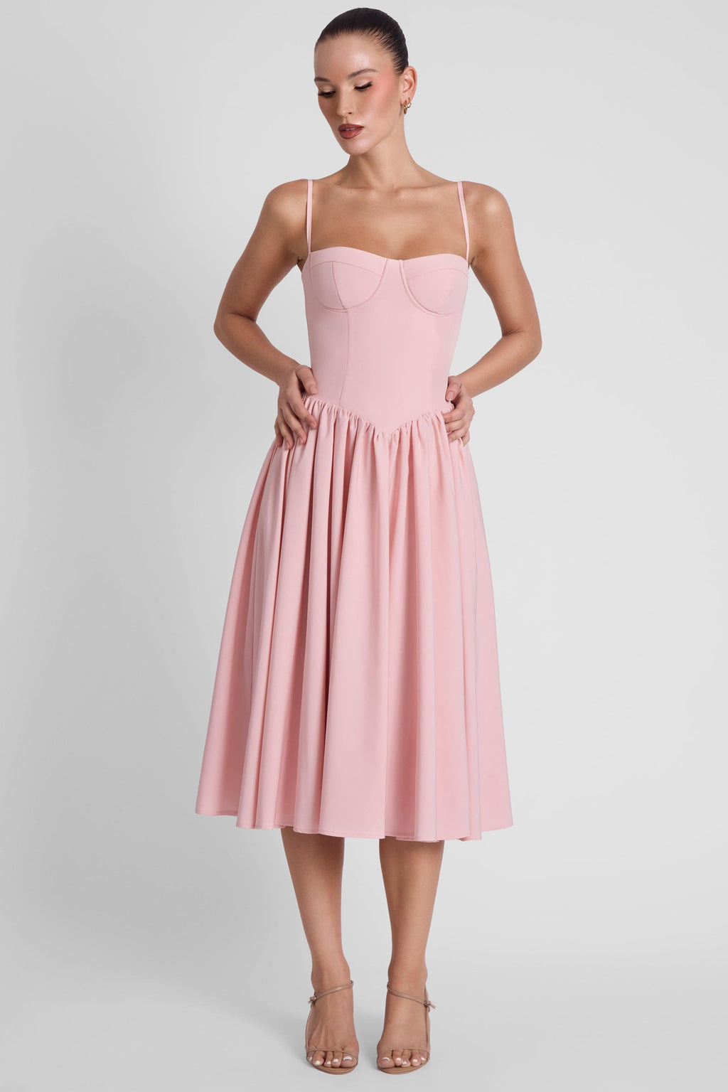 Ballerina Bustier Midi Dress - Pink