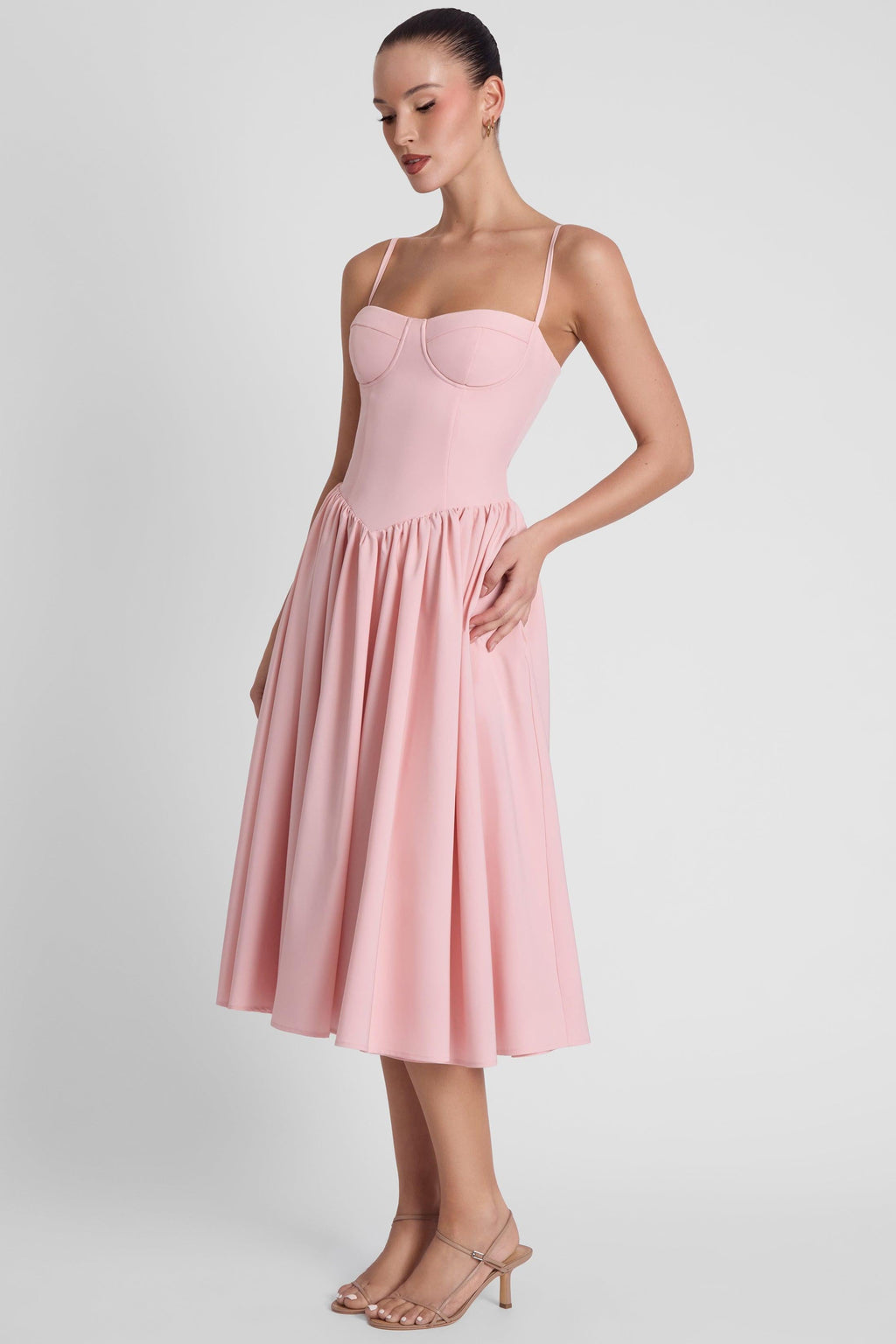 Ballerina Bustier Midi Dress - Pink