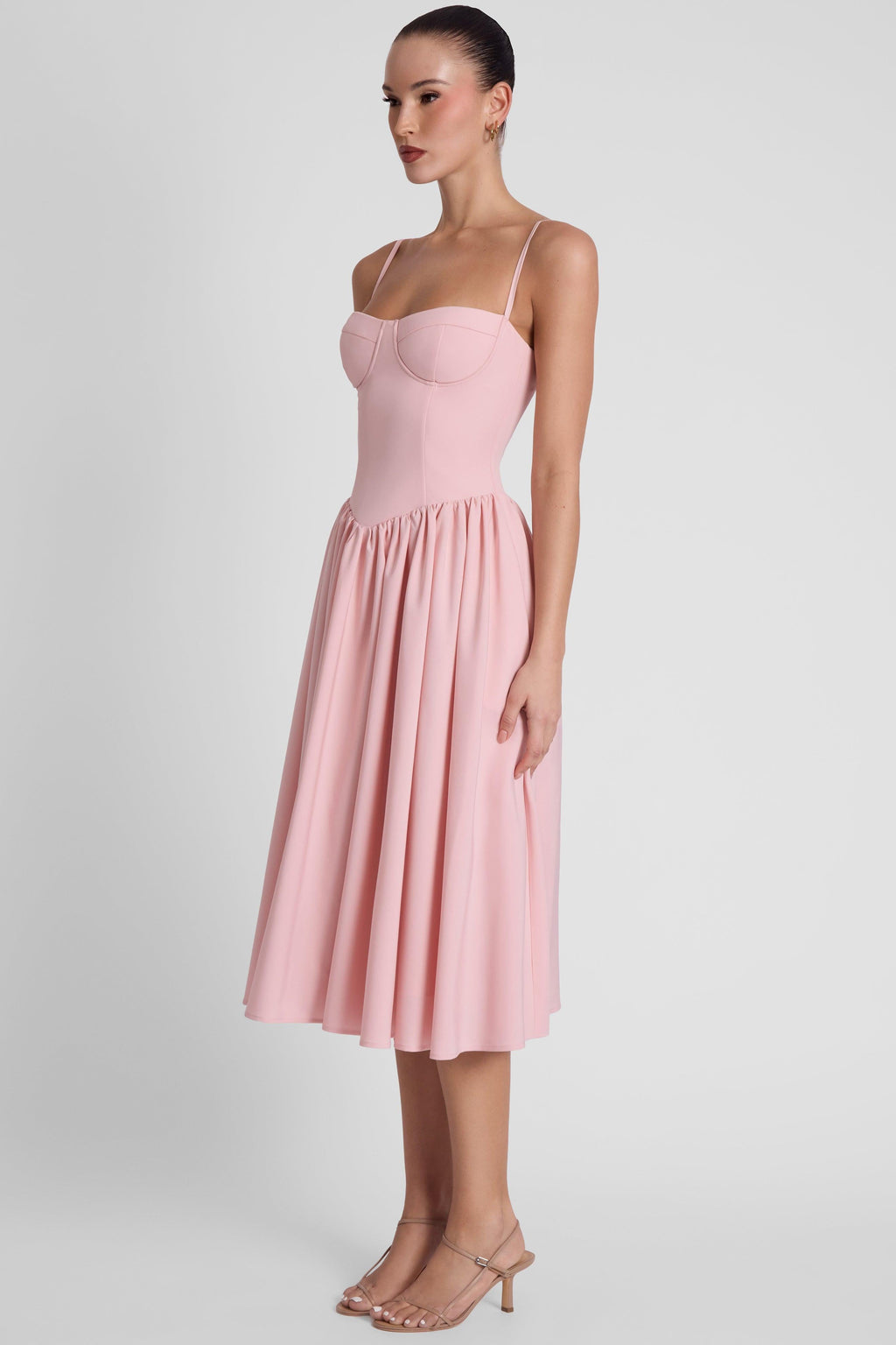 Ballerina Bustier Midi Dress - Pink
