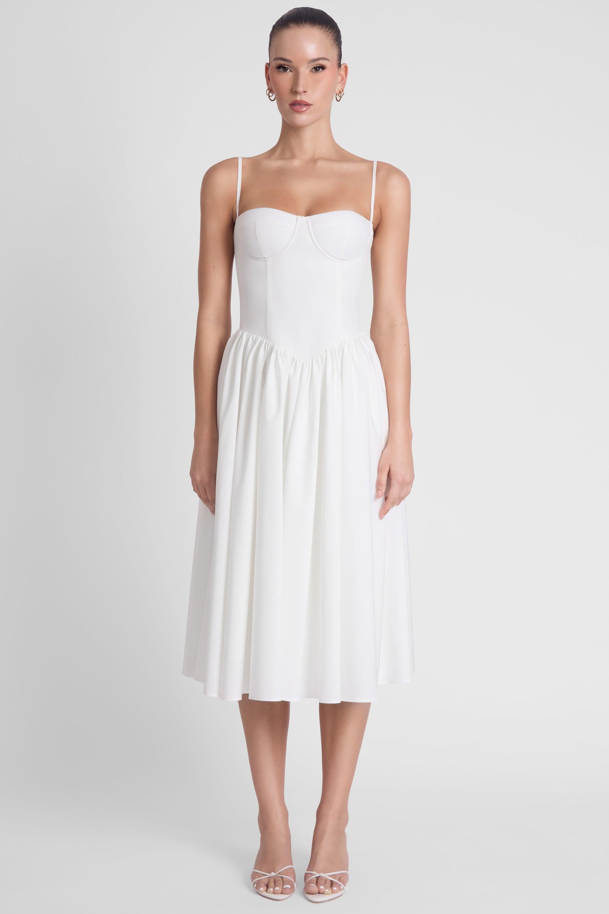 Ballerina Bustier Midi Dress - White