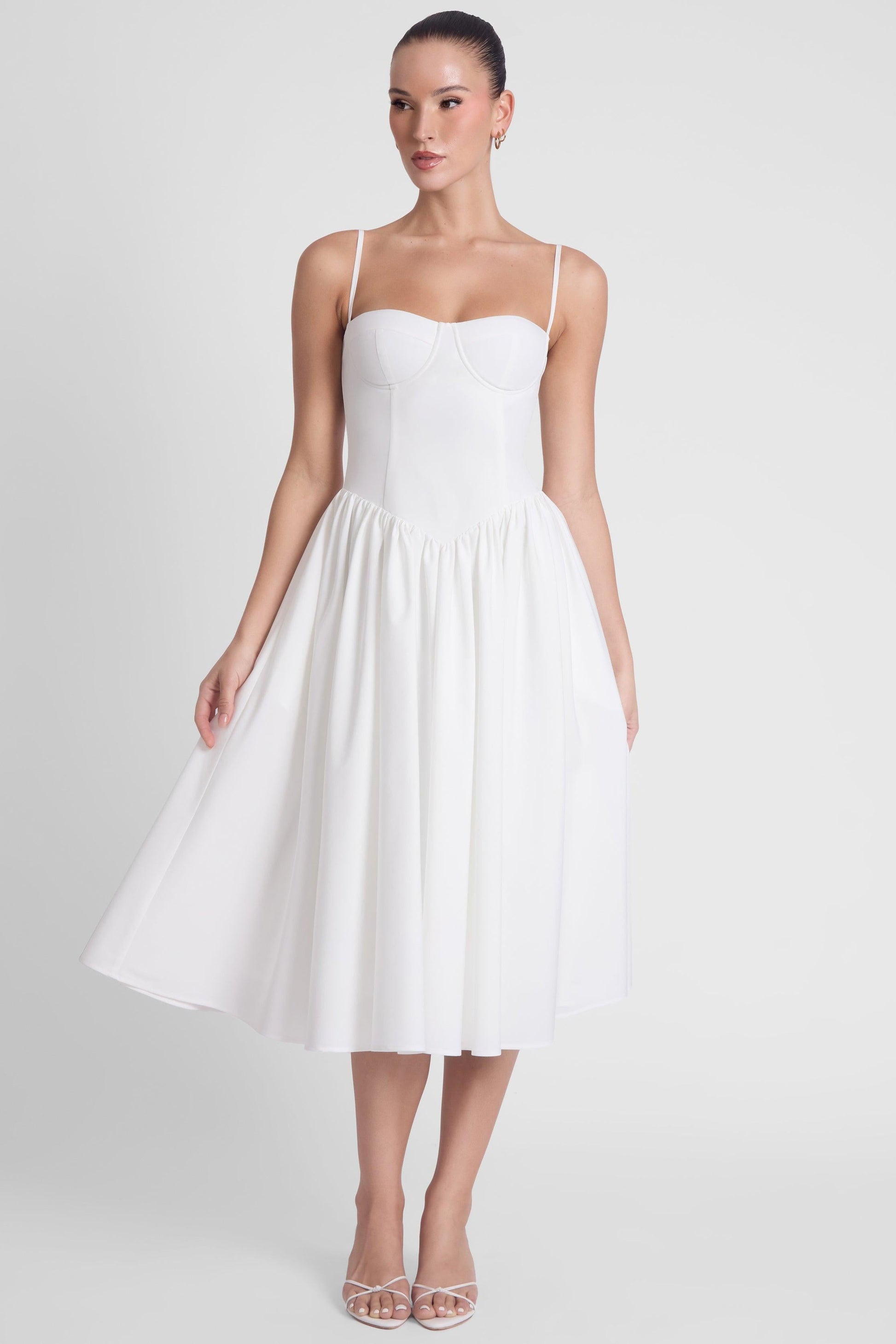Ballerina Bustier Midi Dress - White