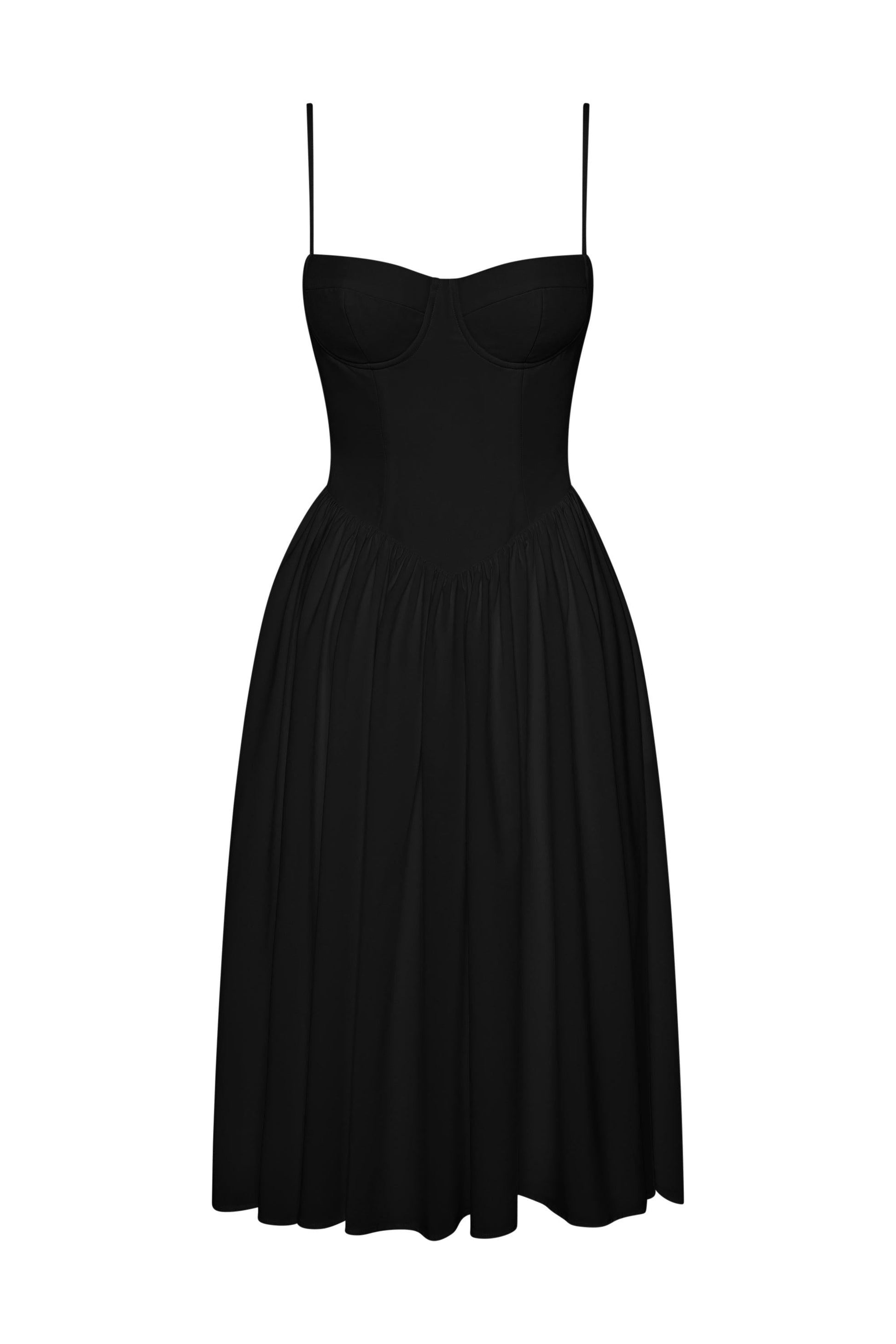 Ballerina Bustier Midi Dress - Black