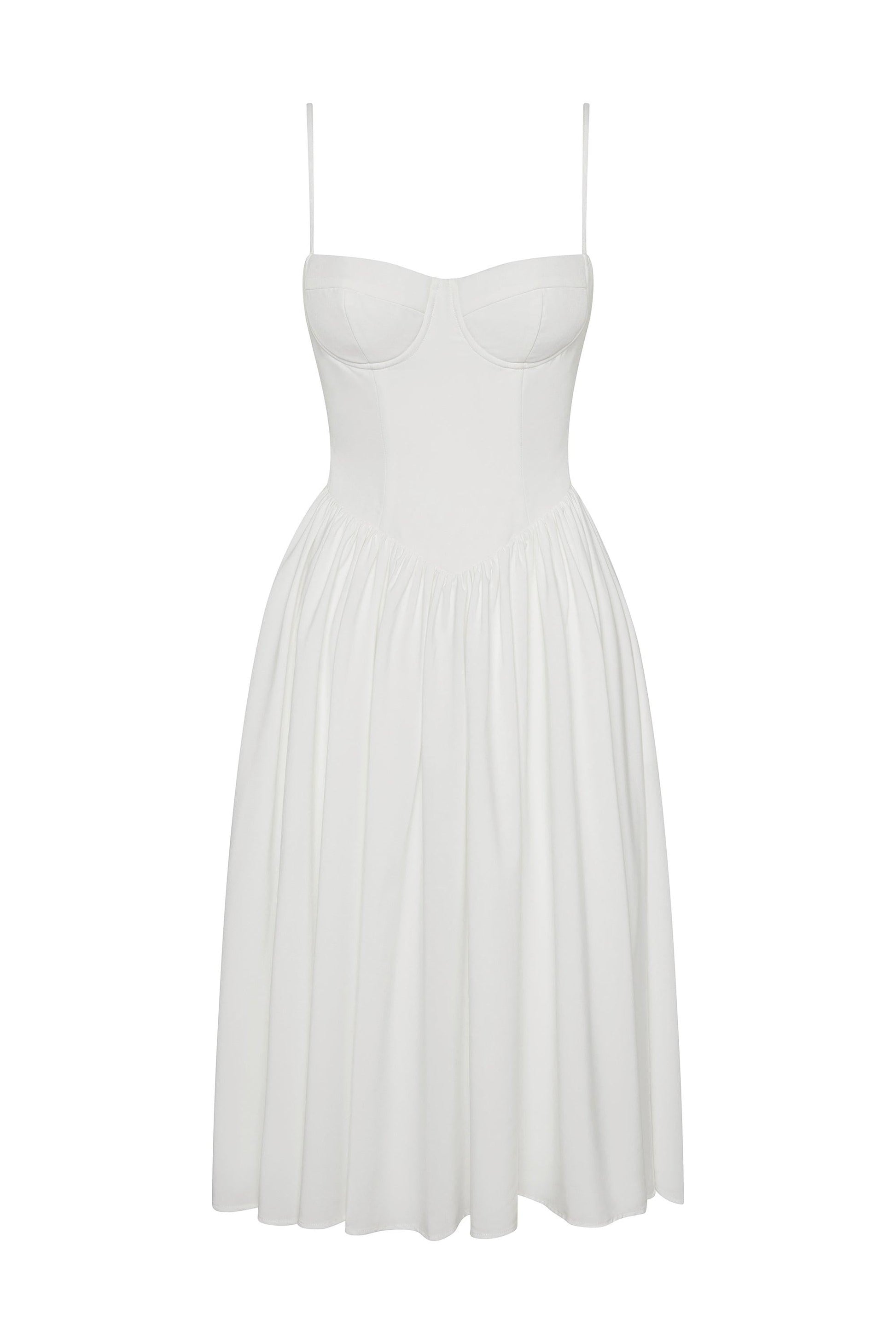 Ballerina Bustier Midi Dress - White