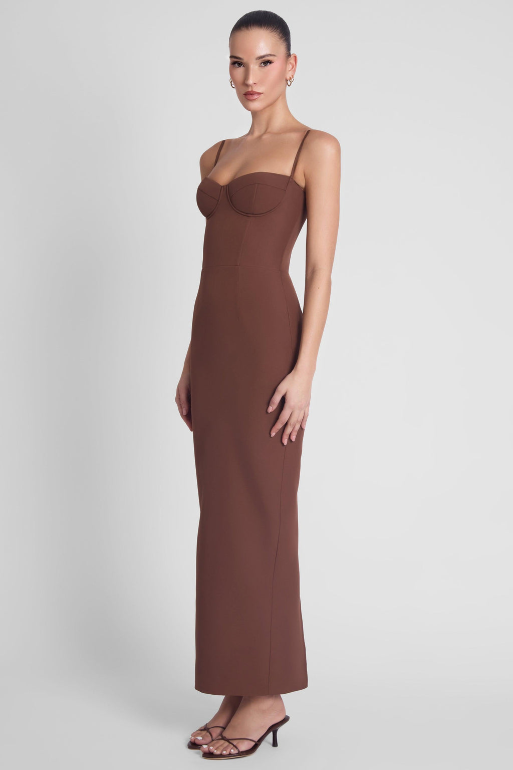Belle Bustier Midi Dress - Brown