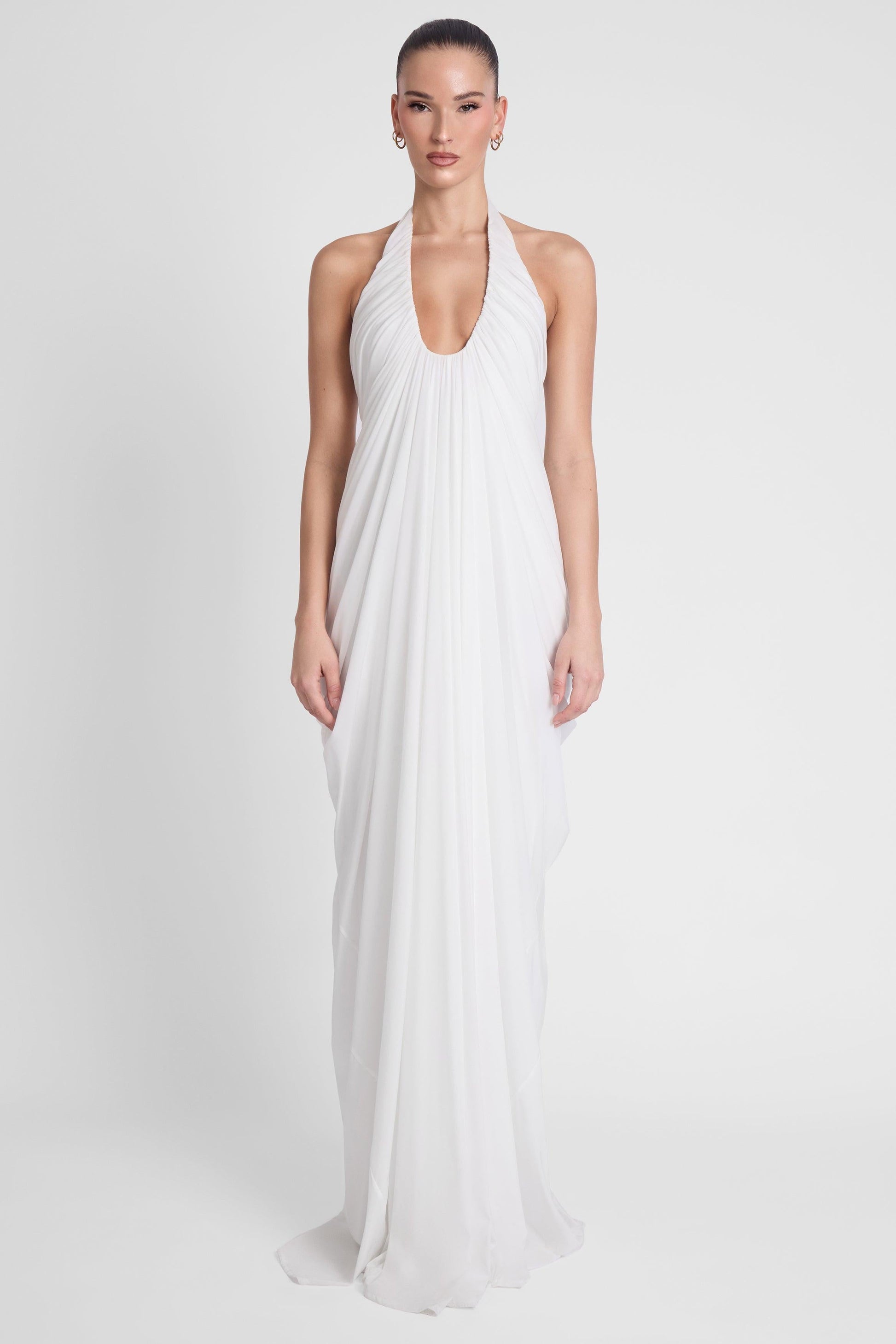 Cascade Drape Gown - White