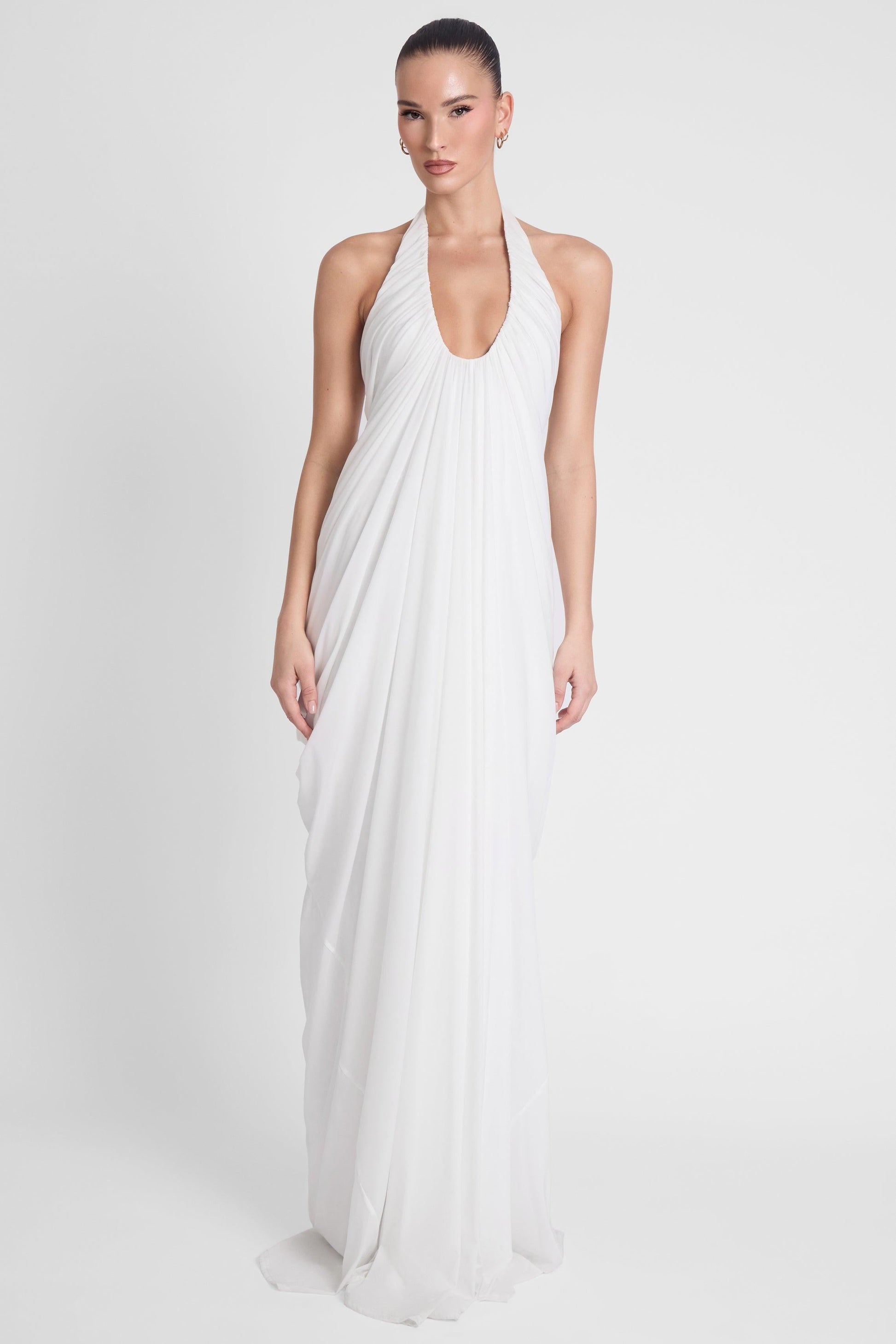 Cascade Drape Gown - White
