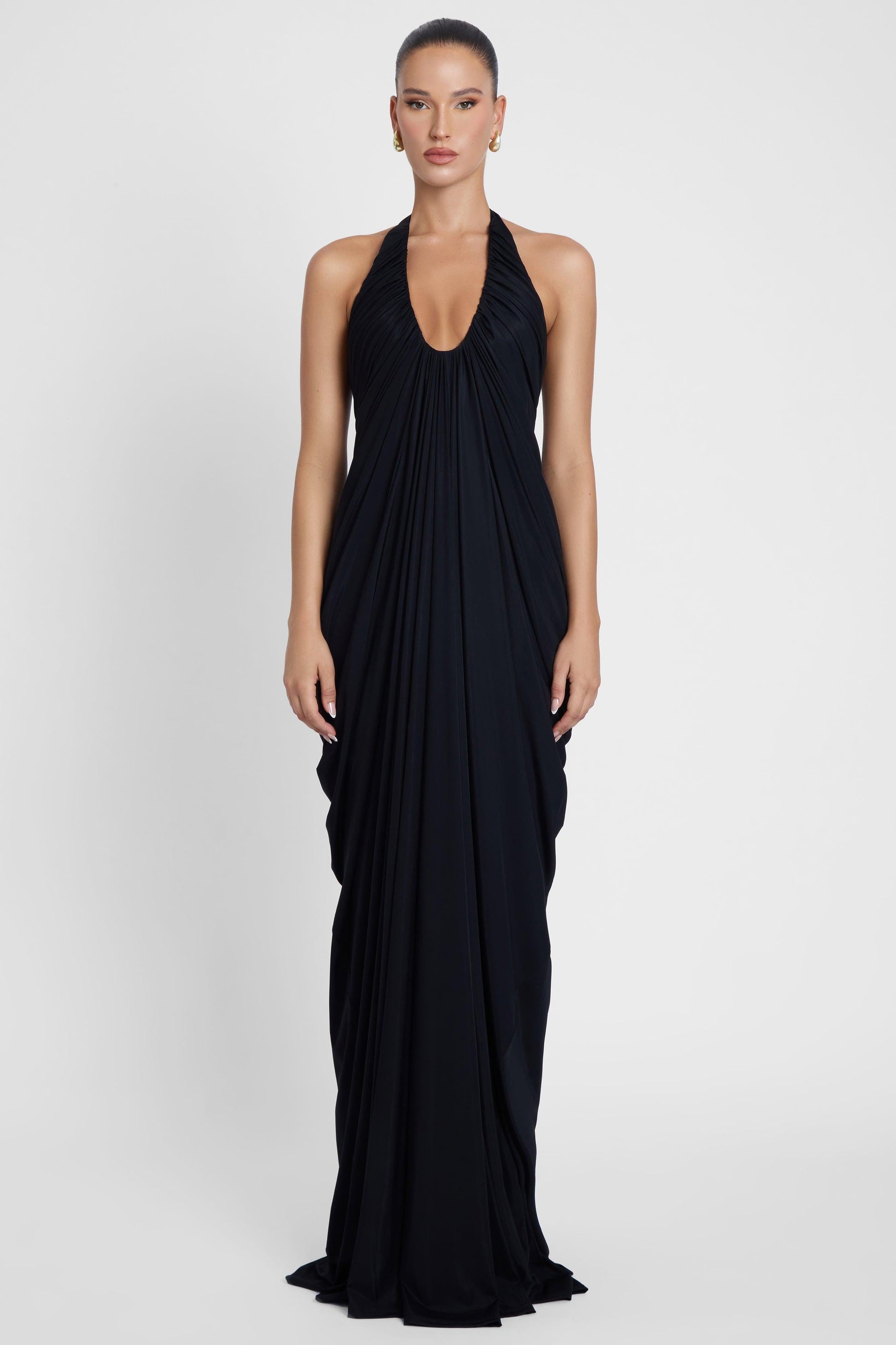 Cascade Drape Gown - Black