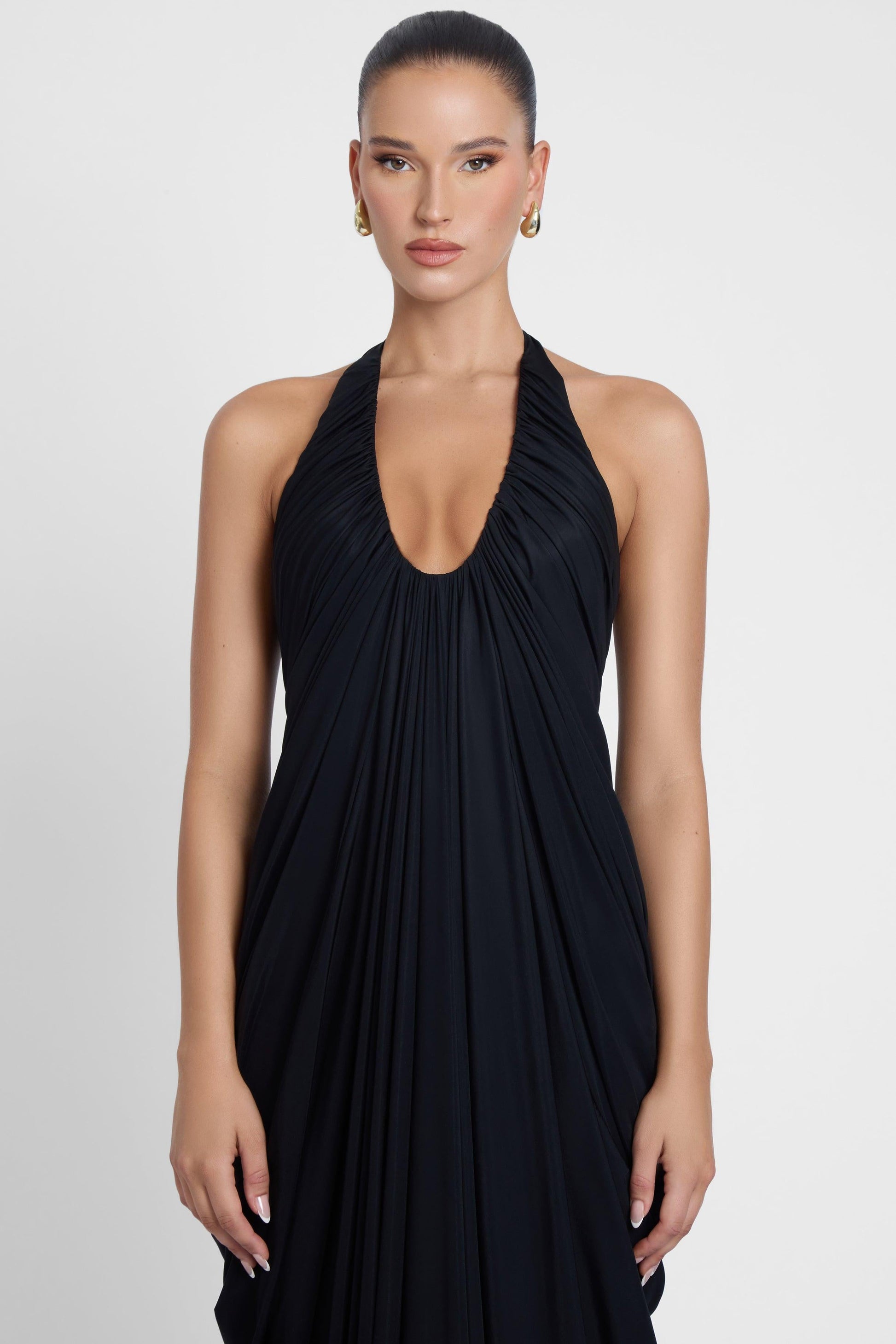 Cascade Drape Gown - Black