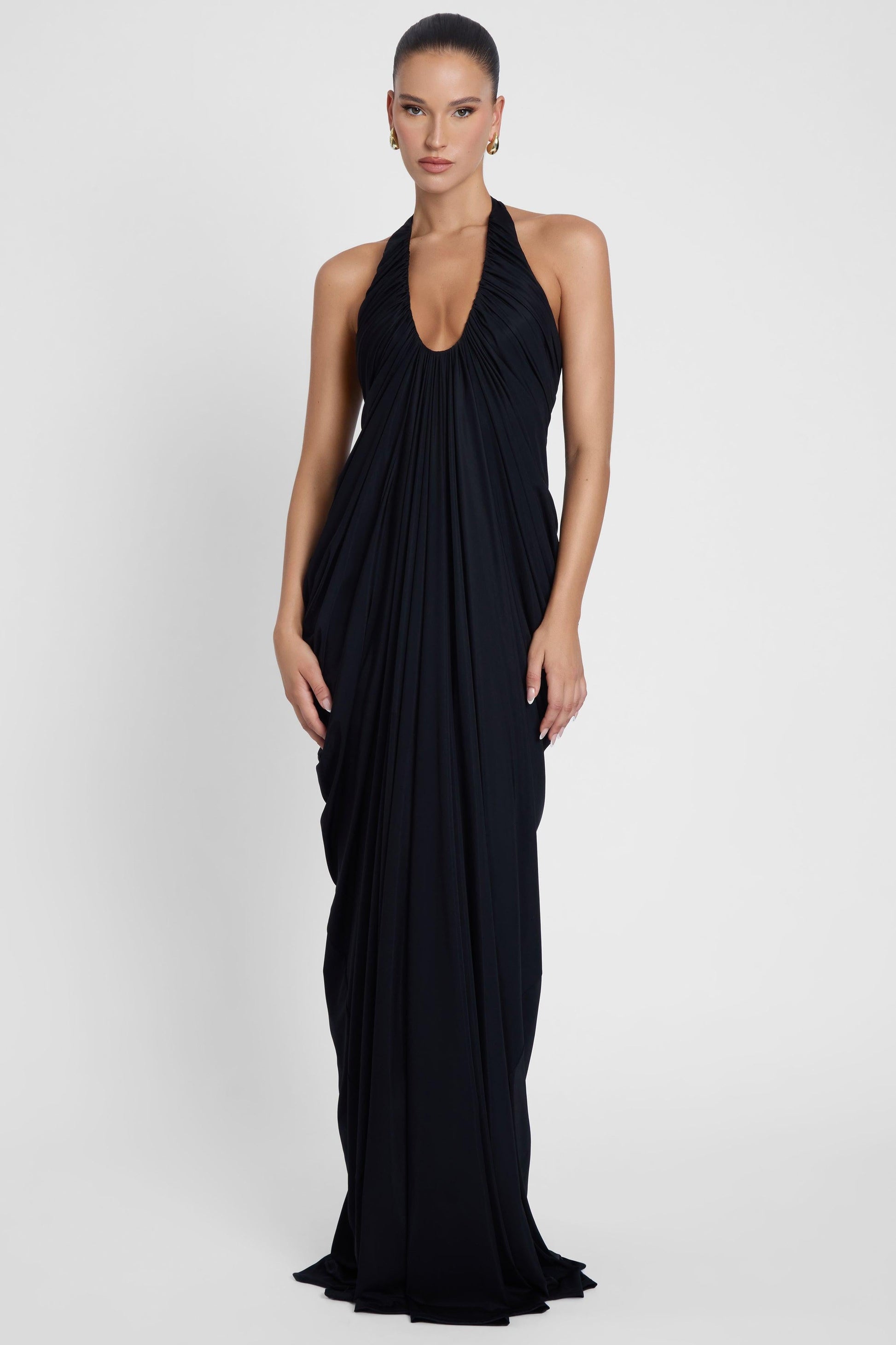 Cascade Drape Gown - Black