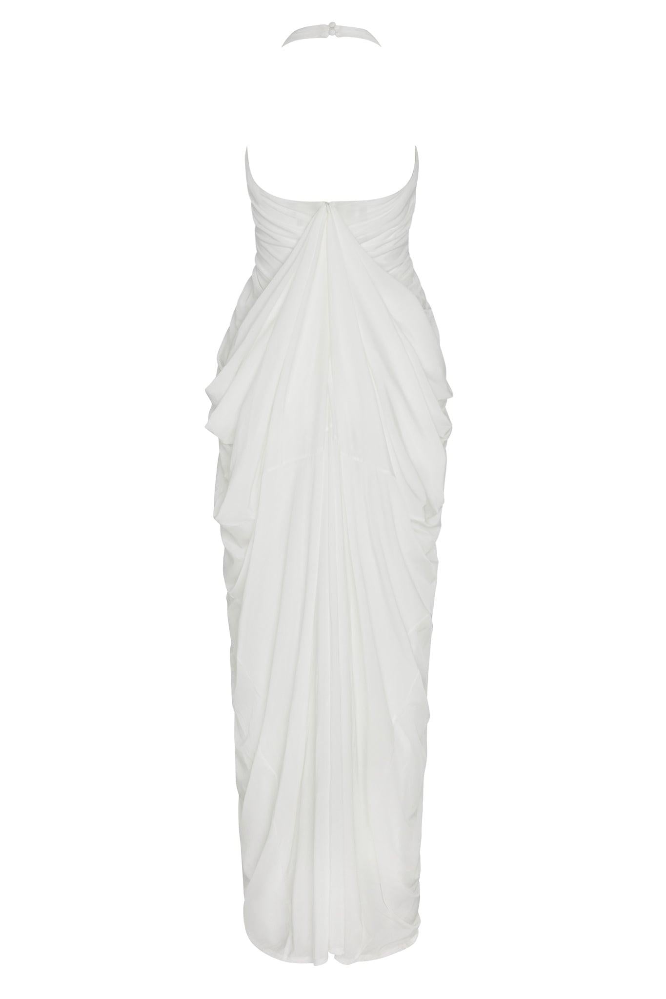 Cascade Drape Gown - White
