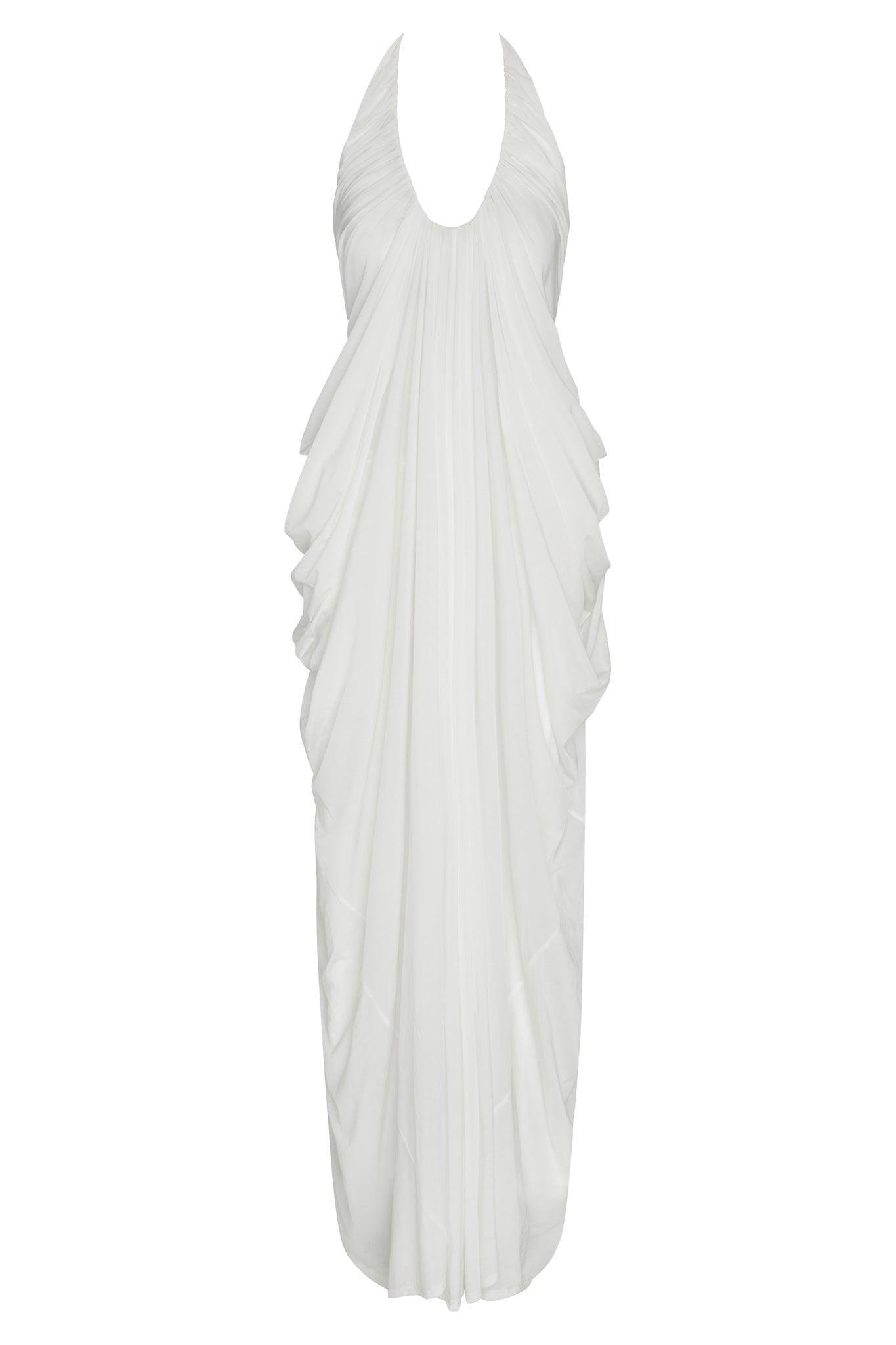 Cascade Drape Gown - White