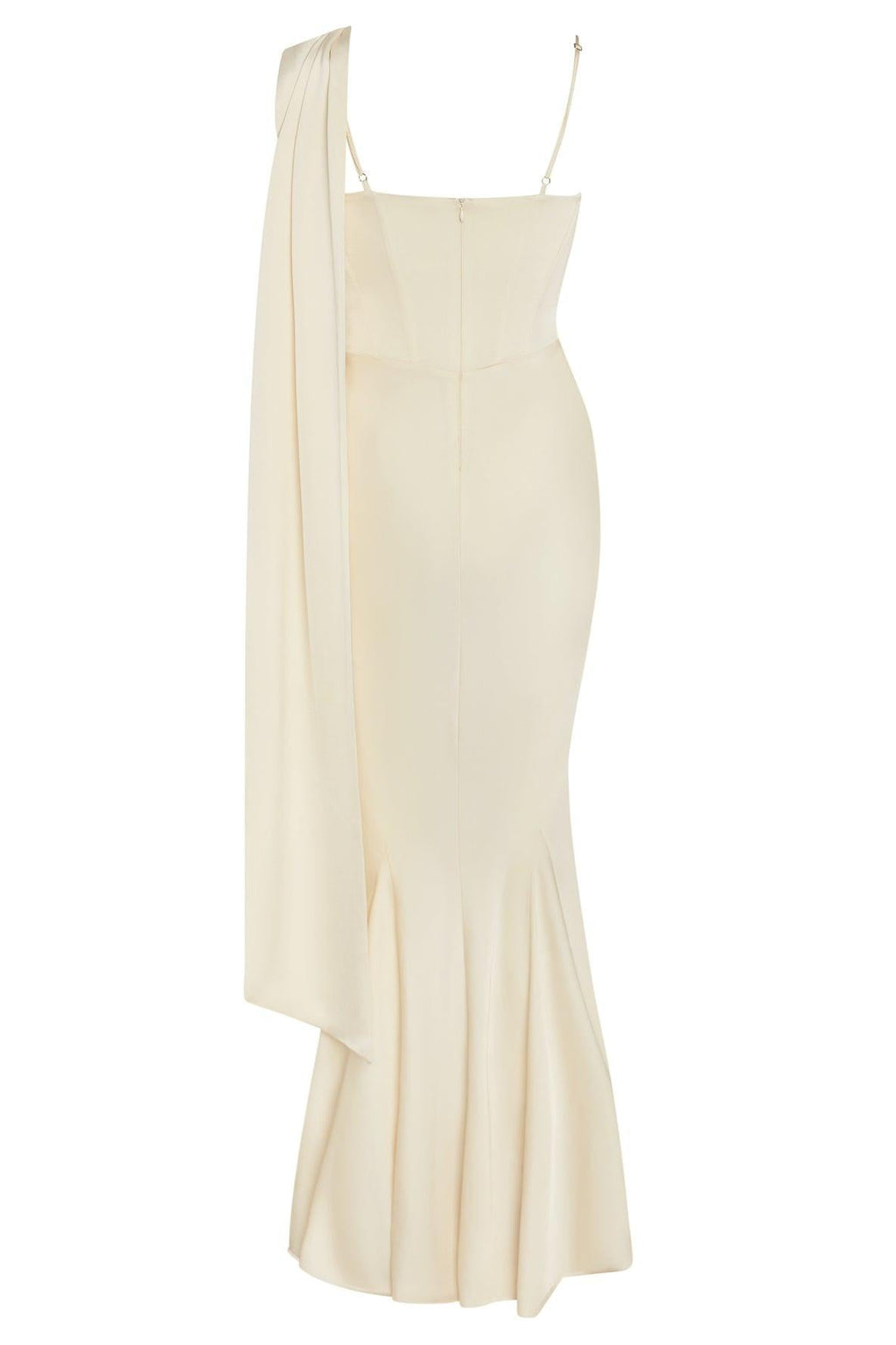 Celine Corset Drape Satin Gown - Ivory
