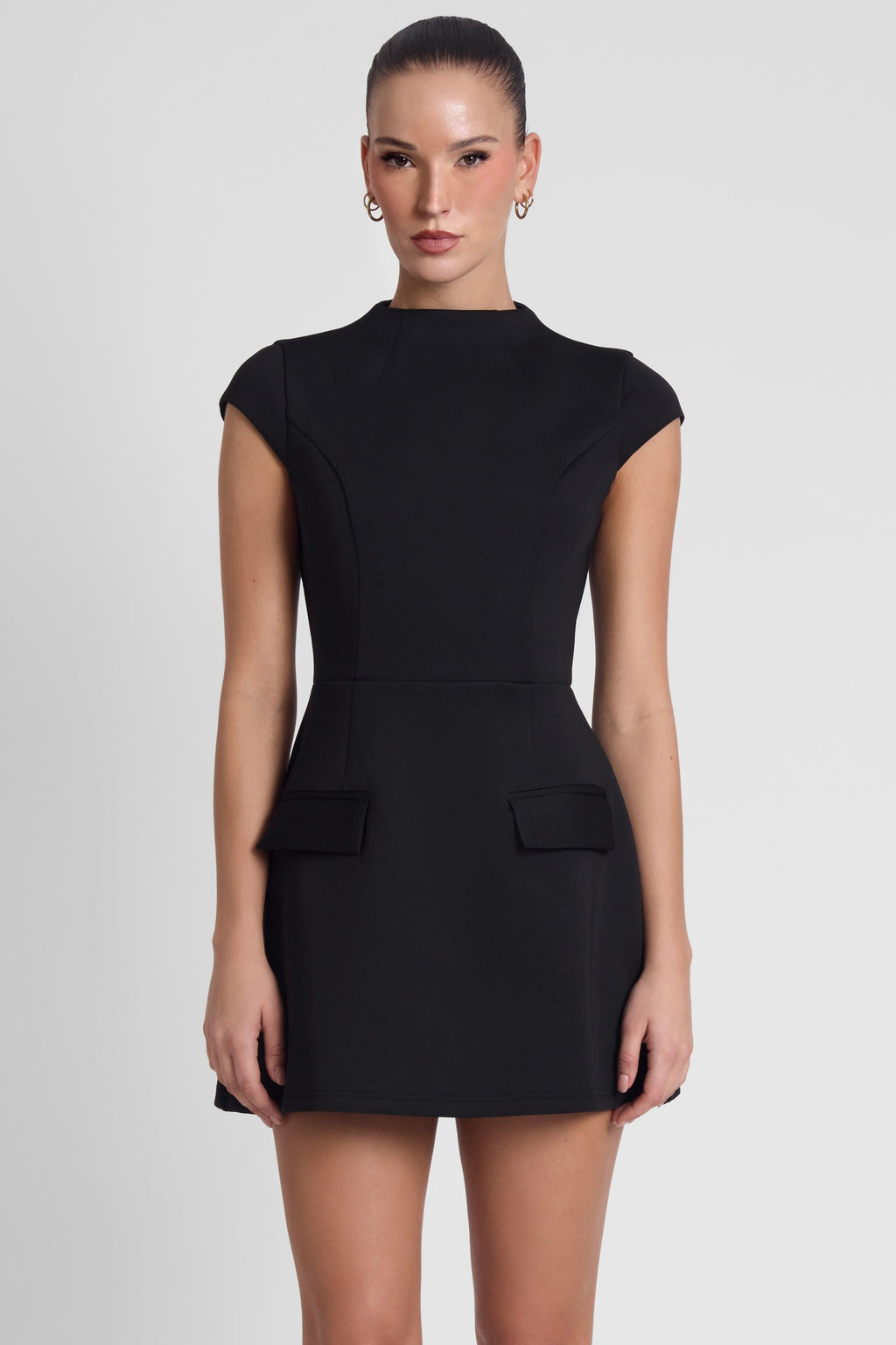 Cote Cap Sleeve Pocket Mini Dress - Black