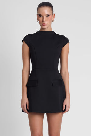 Cote Cap Sleeve Pocket Mini Dress - Black