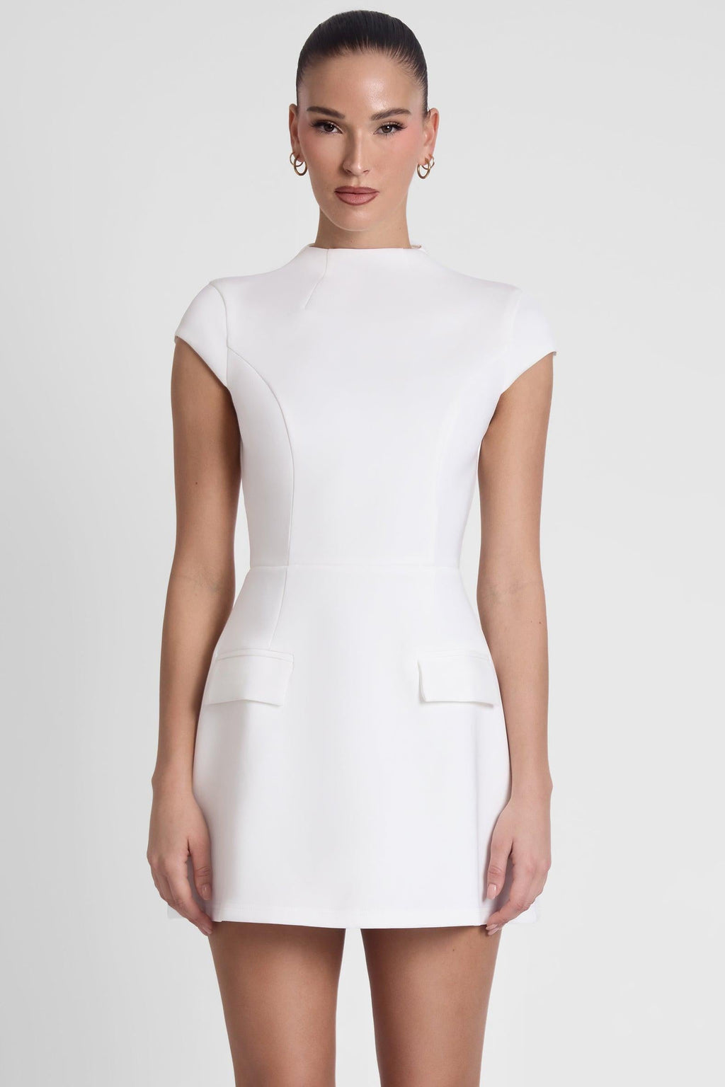 Cote Cap Sleeve Pocket Mini Dress - White