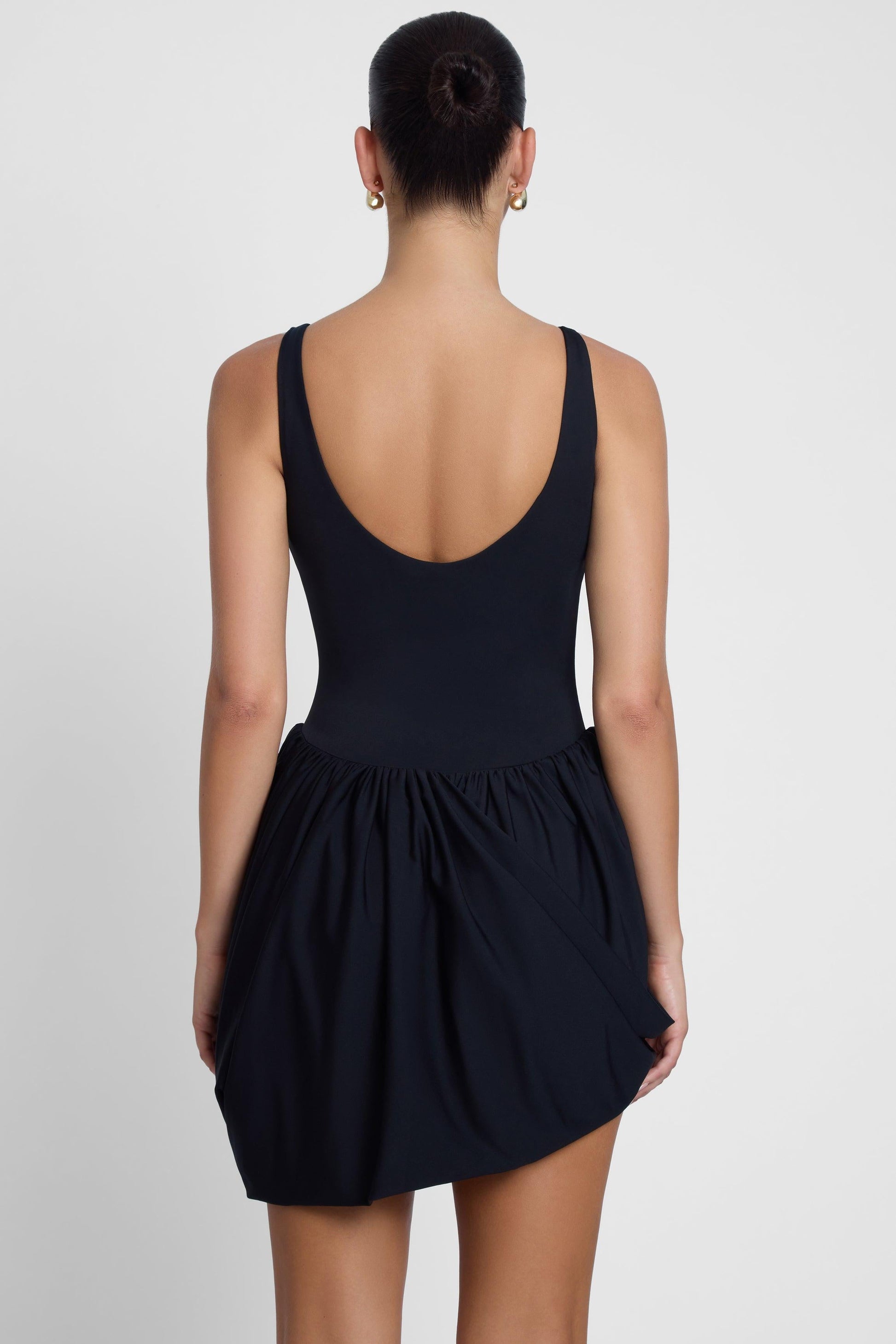 Dasia Sculpt Drape Mini Dress - Black