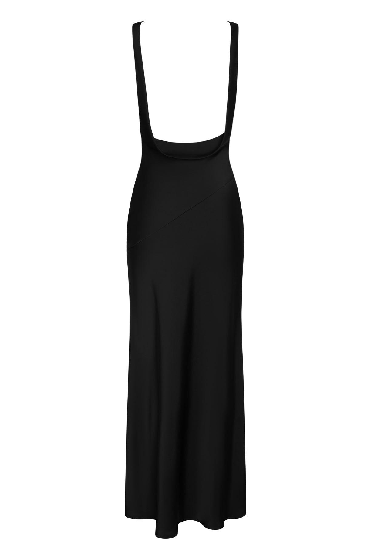 Dove Drape Satin Gown - Black