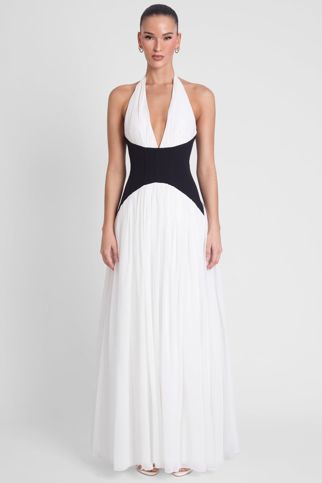 Harlowe Contrast Corset Maxi Dress - White