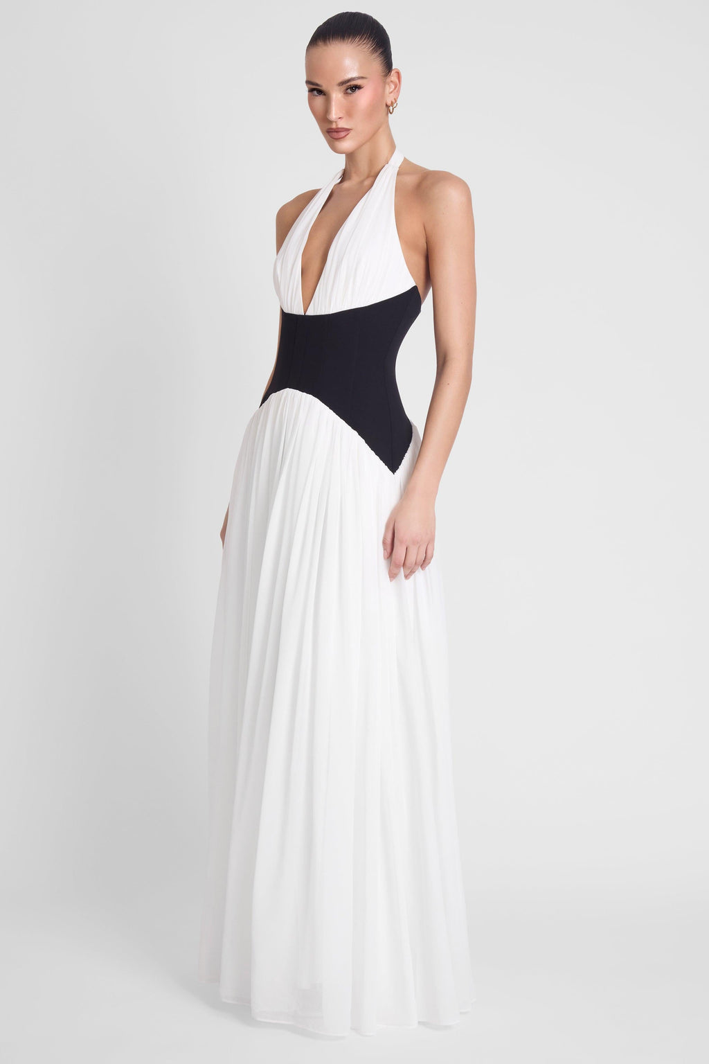 Harlowe Contrast Corset Maxi Dress - White