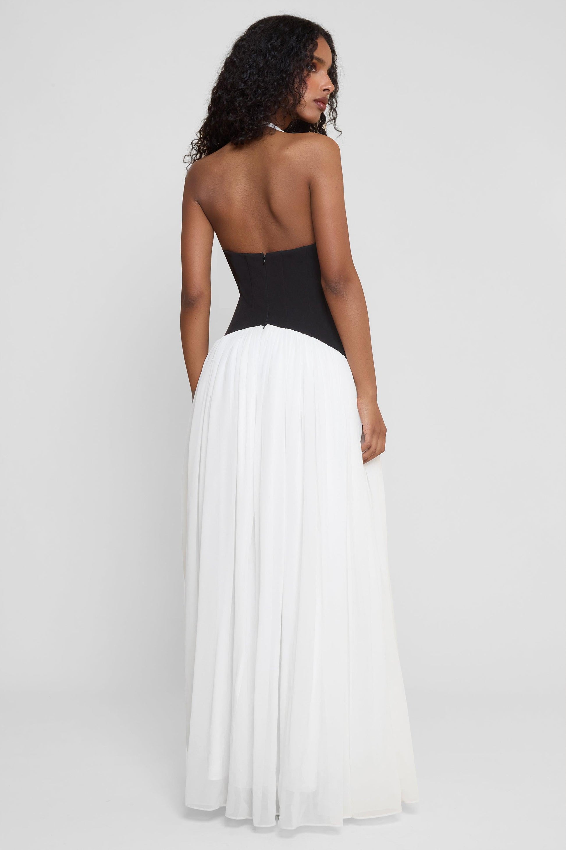 Harlowe Contrast Corset Maxi Dress - White