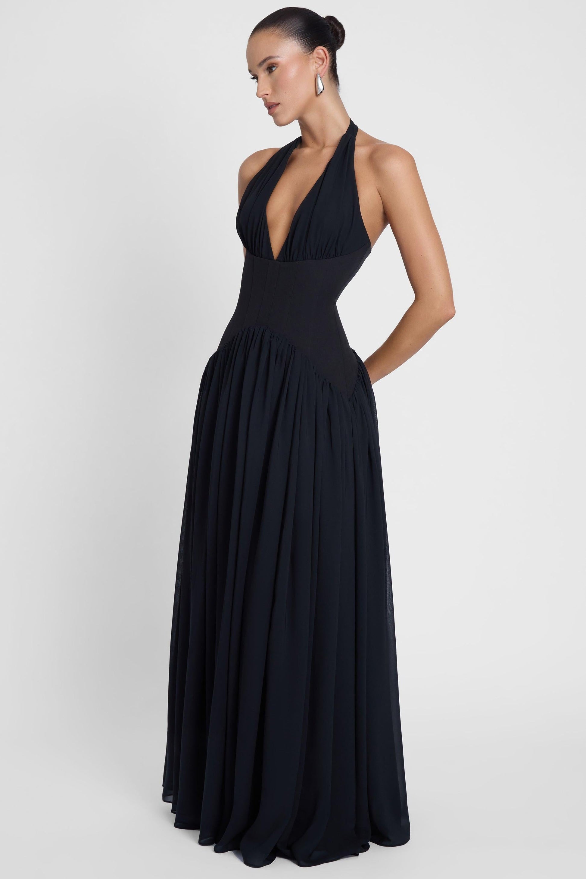 Harlowe Corset Maxi Dress - Black
