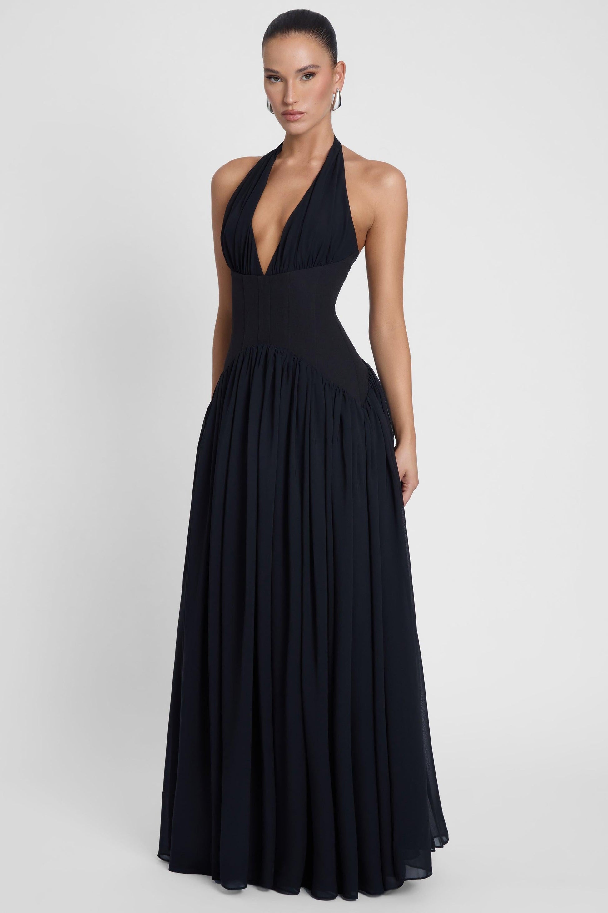 Harlowe Corset Maxi Dress - Black
