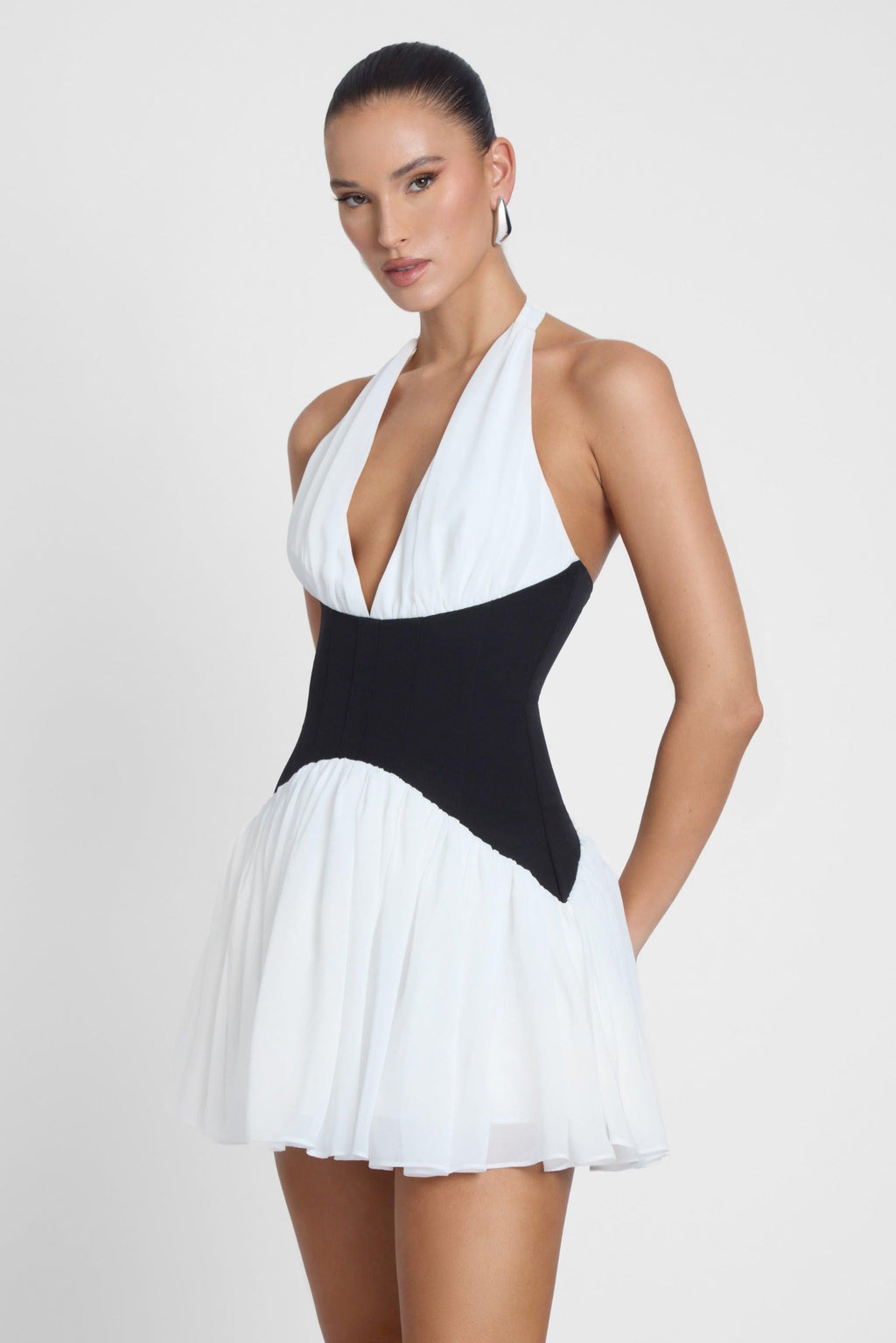 Harper Contrast Corset Mini Dress - White