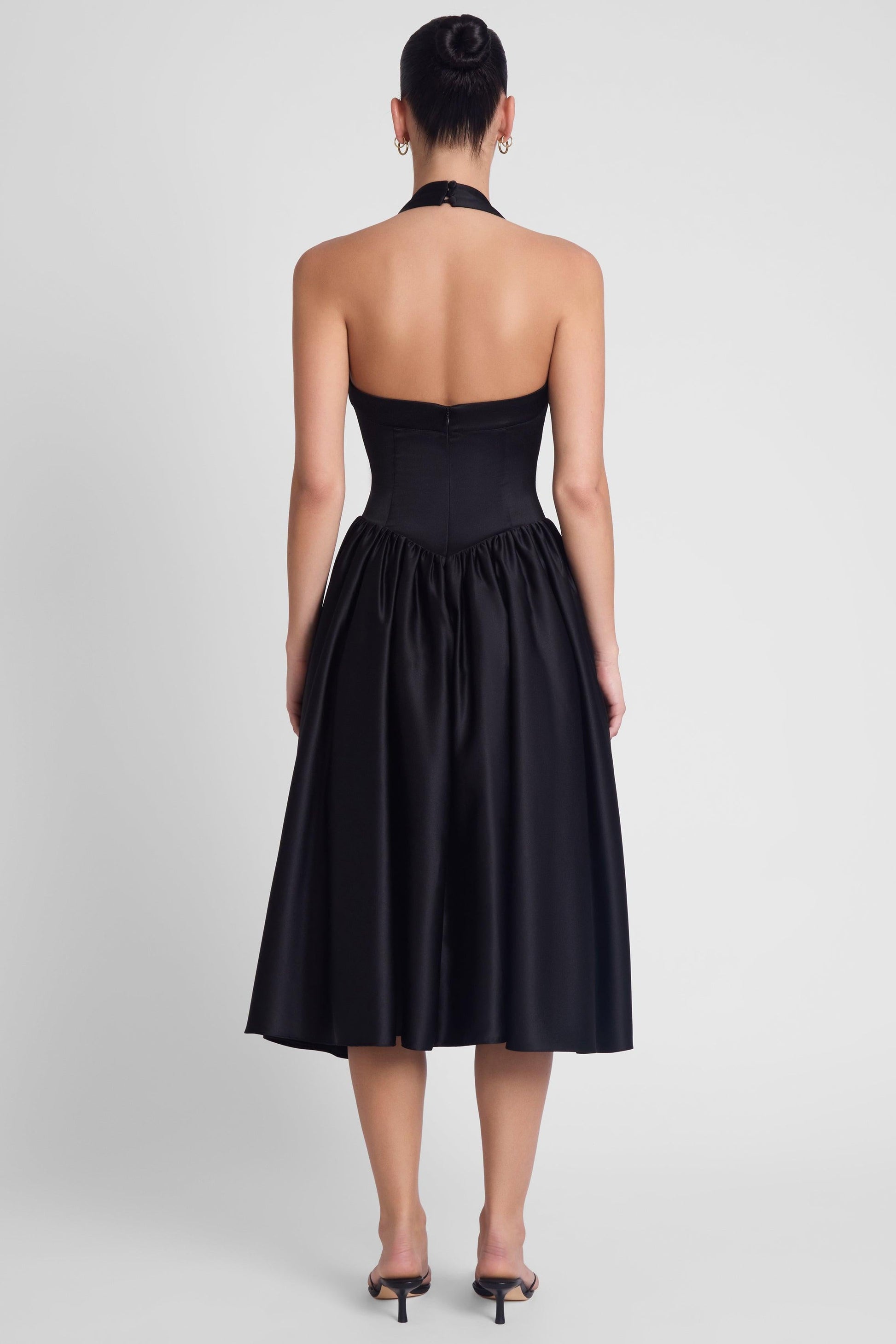 Hart Halter Corset Midi Dress - Black