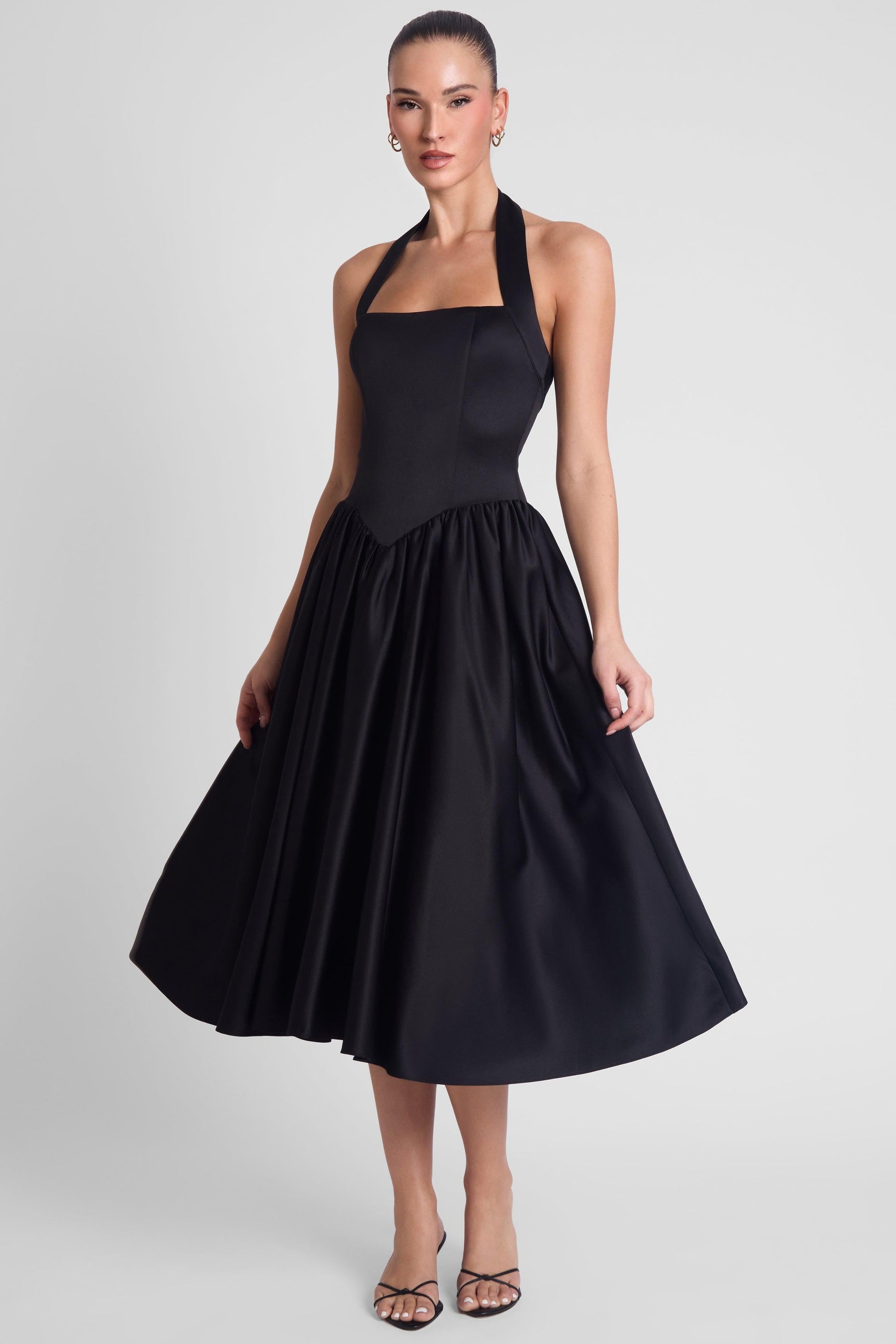 Hart Halter Corset Midi Dress - Black